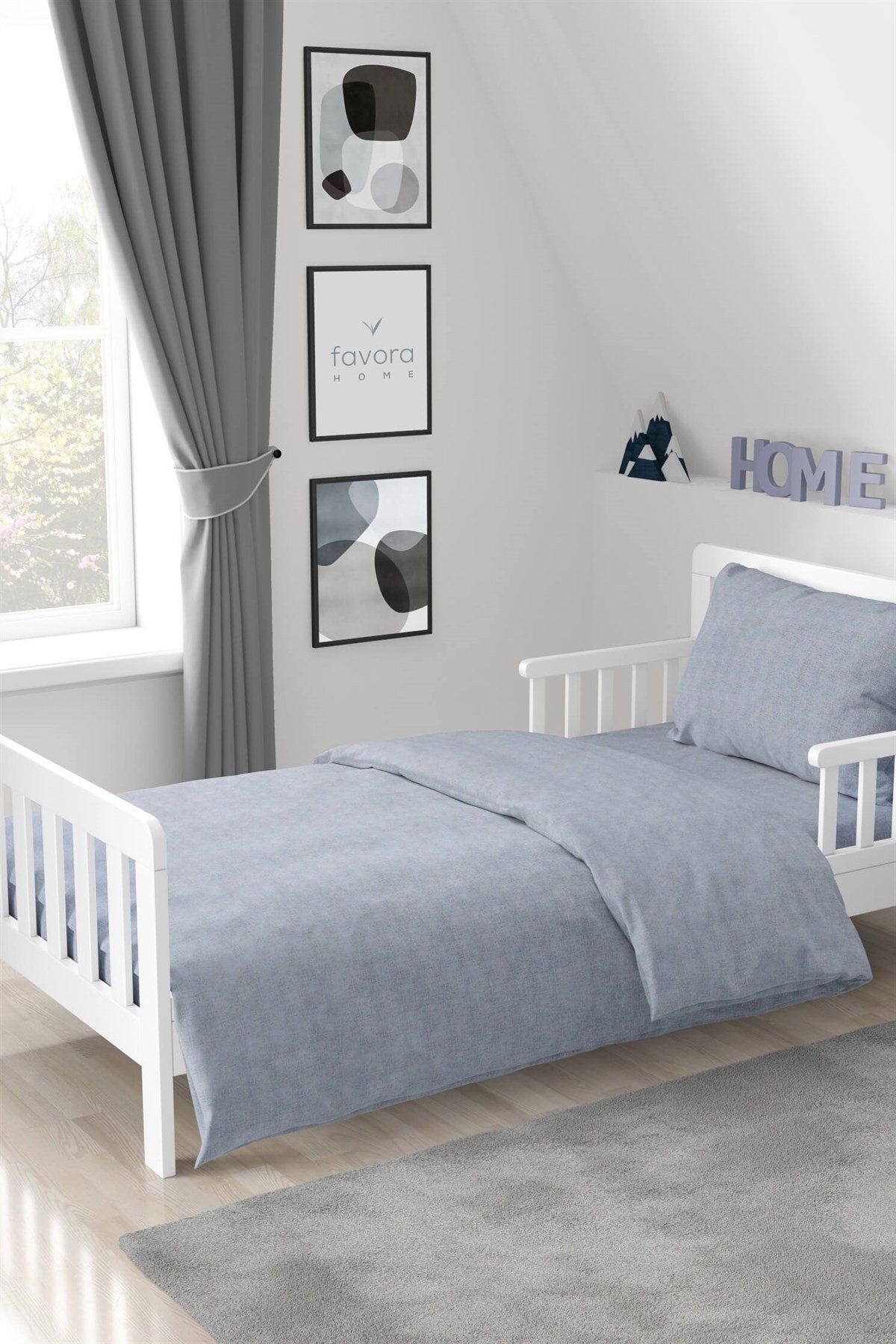 کاور لحاف یک نفره خاکستری مجموعه جلد دوتایی Duvet Gold Ranforce FAVORA