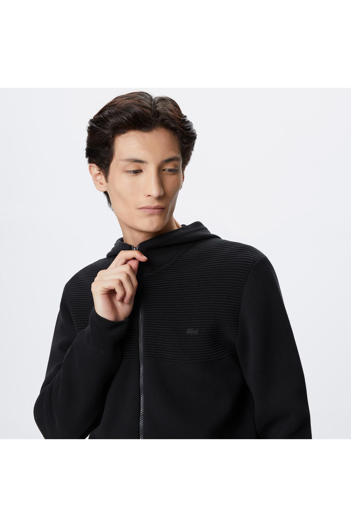 پلیور مشکی مردانه سیاه آستین بلند با الگوی مرتب Lacoste