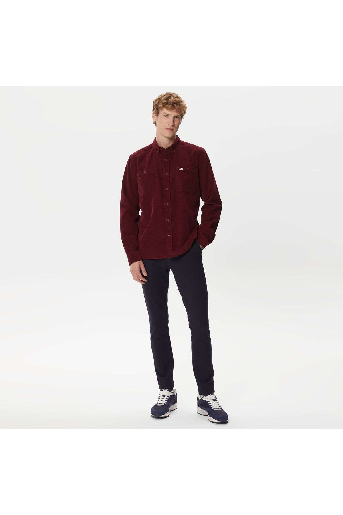 پیراهن / بلوز دکمه دار قرمز مردانه یقه معمولی آقایان Lacoste