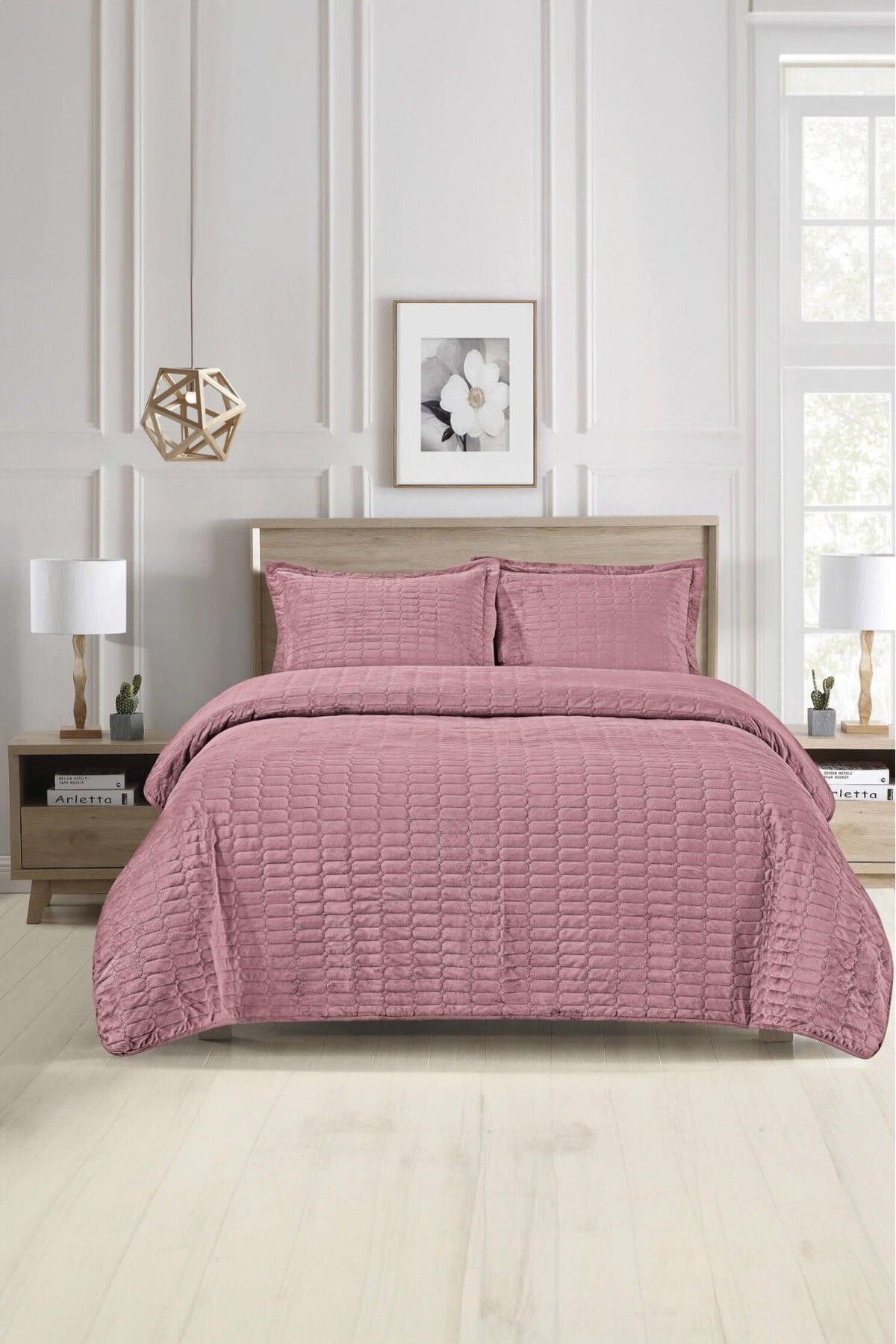 FAVORA-Alvin Double Bedspread Set - Rose Kurus 1