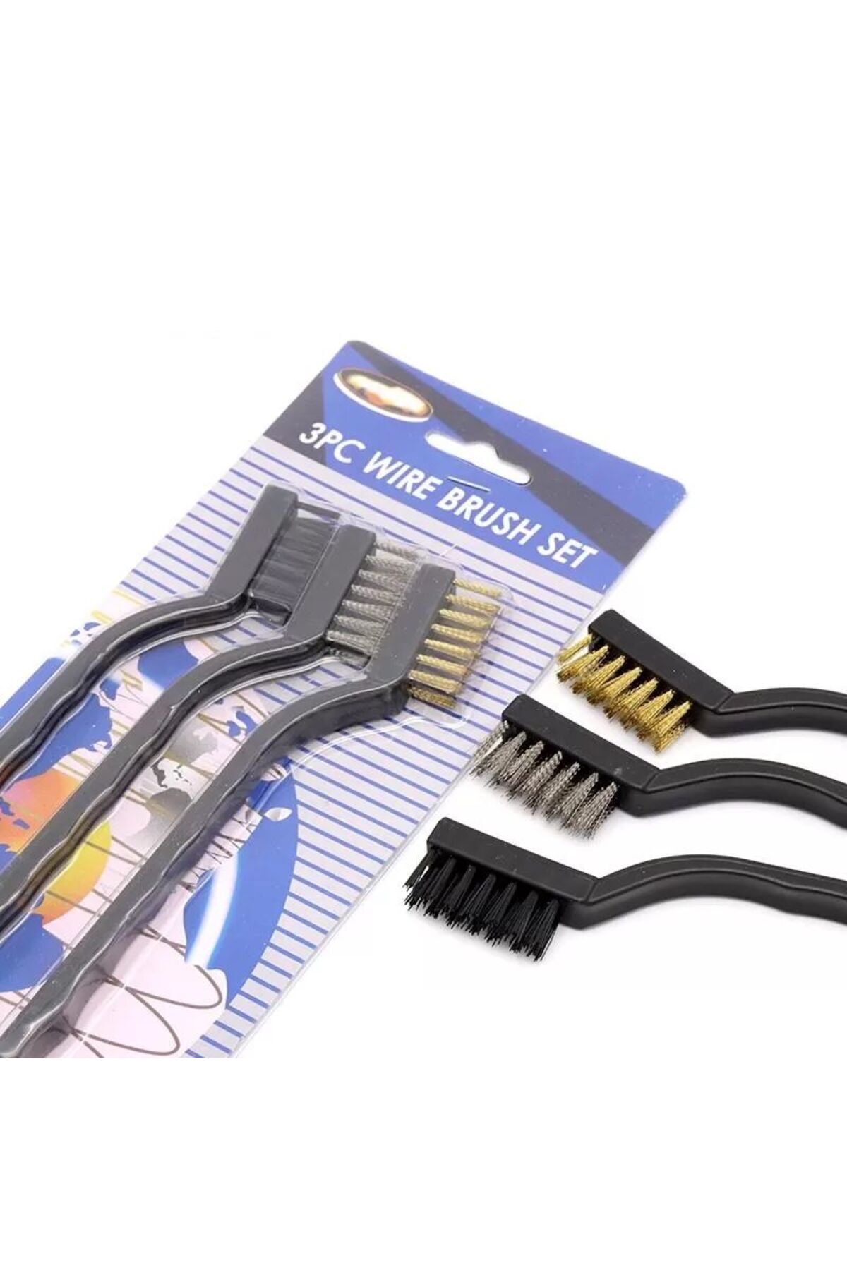 MBL 3lü Kasa Anakart Bord Temizlik Fırçası Çelik Bakır ve Naylon Uçlu