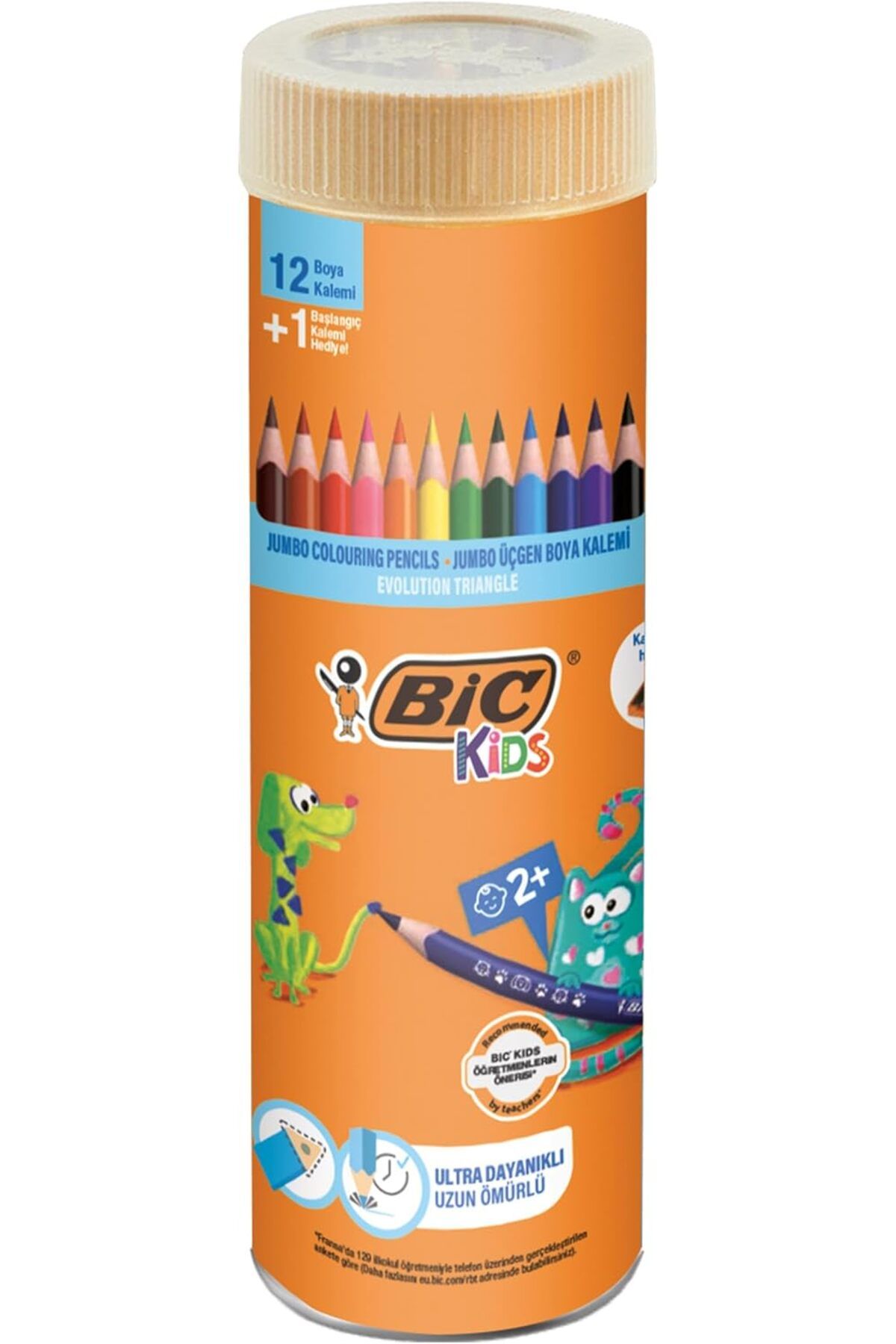 STOREMAX efshopx Kids Evolution Üçgen Jumbo Boya Kalemi 13'lü Metal Tüp, Üçgen Tasarım, Kıymık Oluş