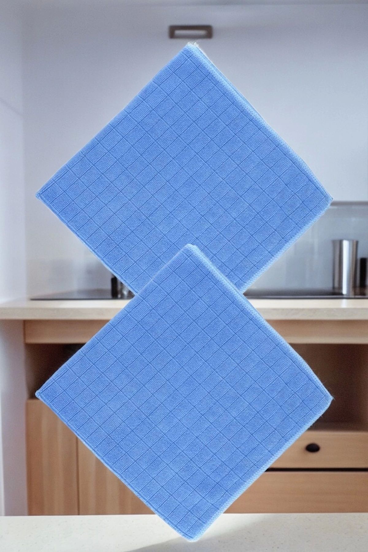 Kareli Temizlik Bezi Mavi 2li Set | 40x40 Cm