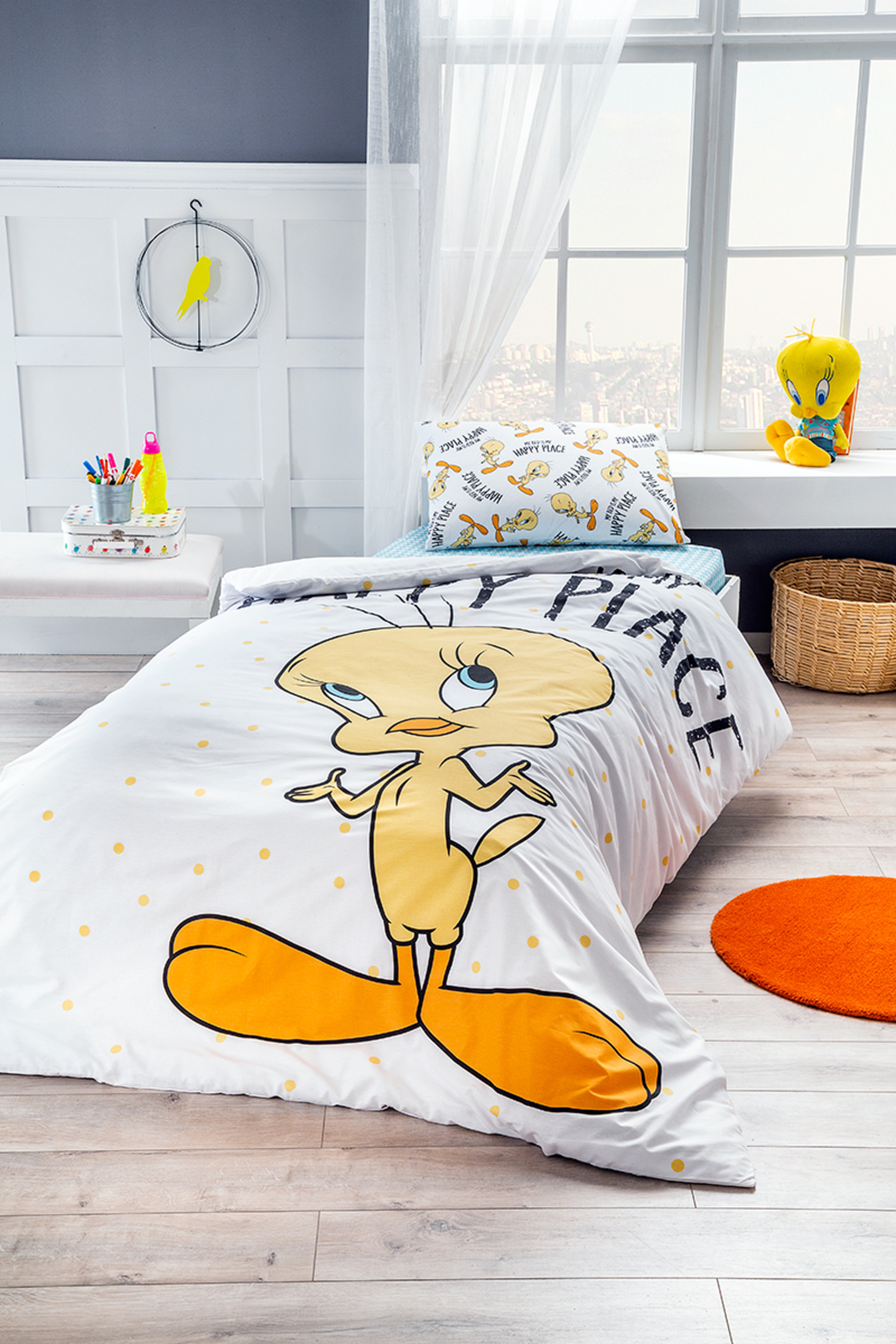 Tweety Happy Tek Kişilik Lisanslı Çocuk Nevresim Takımı