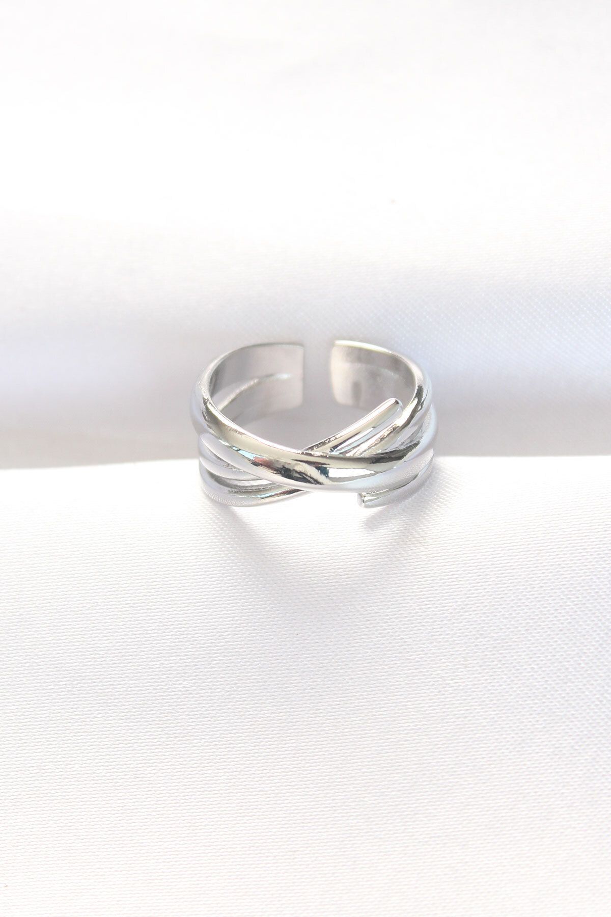 STİL E DİVERSO-Thick Silver Color Adjustable Ring 1