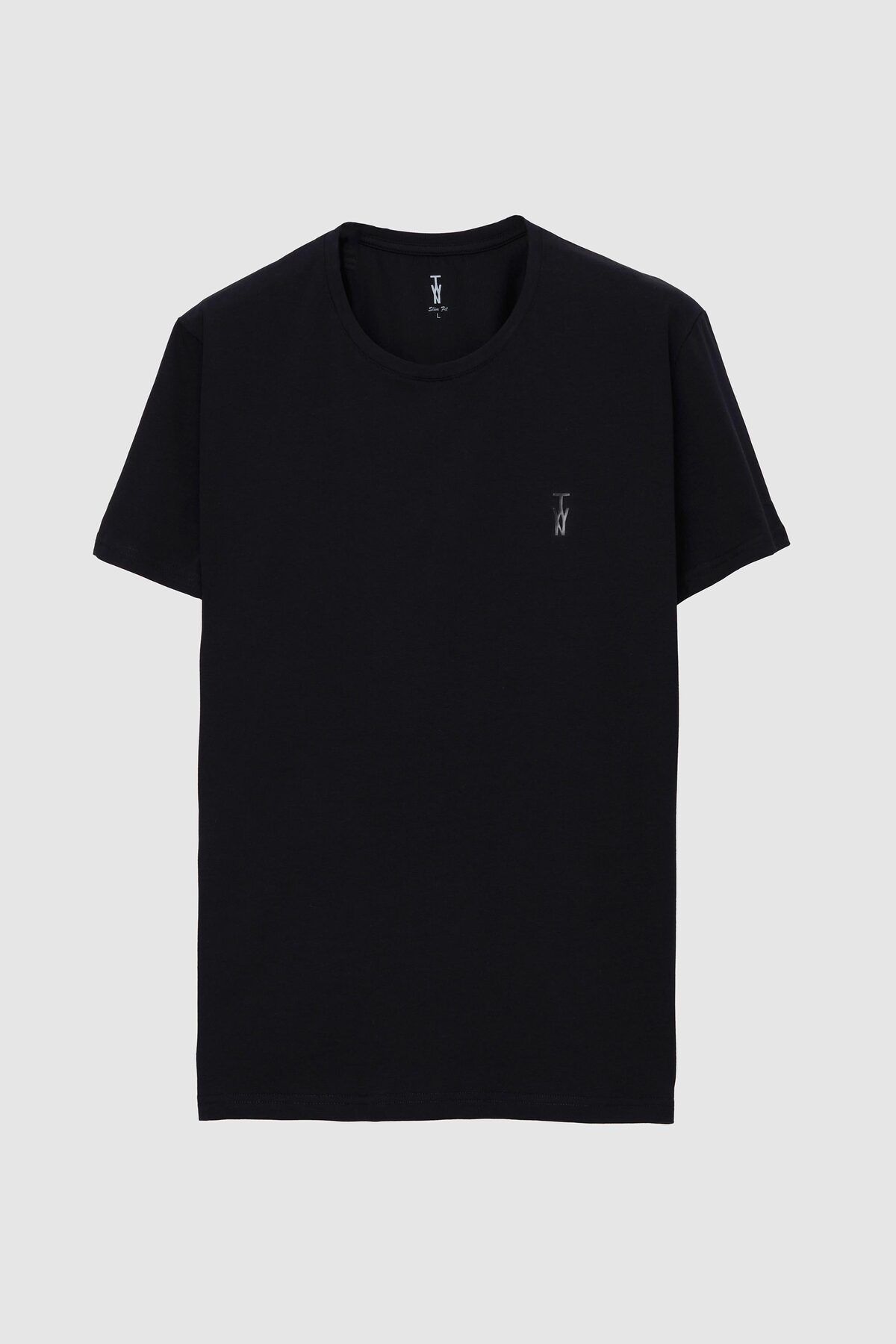 Twn-Black Slim Fit Logo Printed Stretch Cotton T-shirt 5