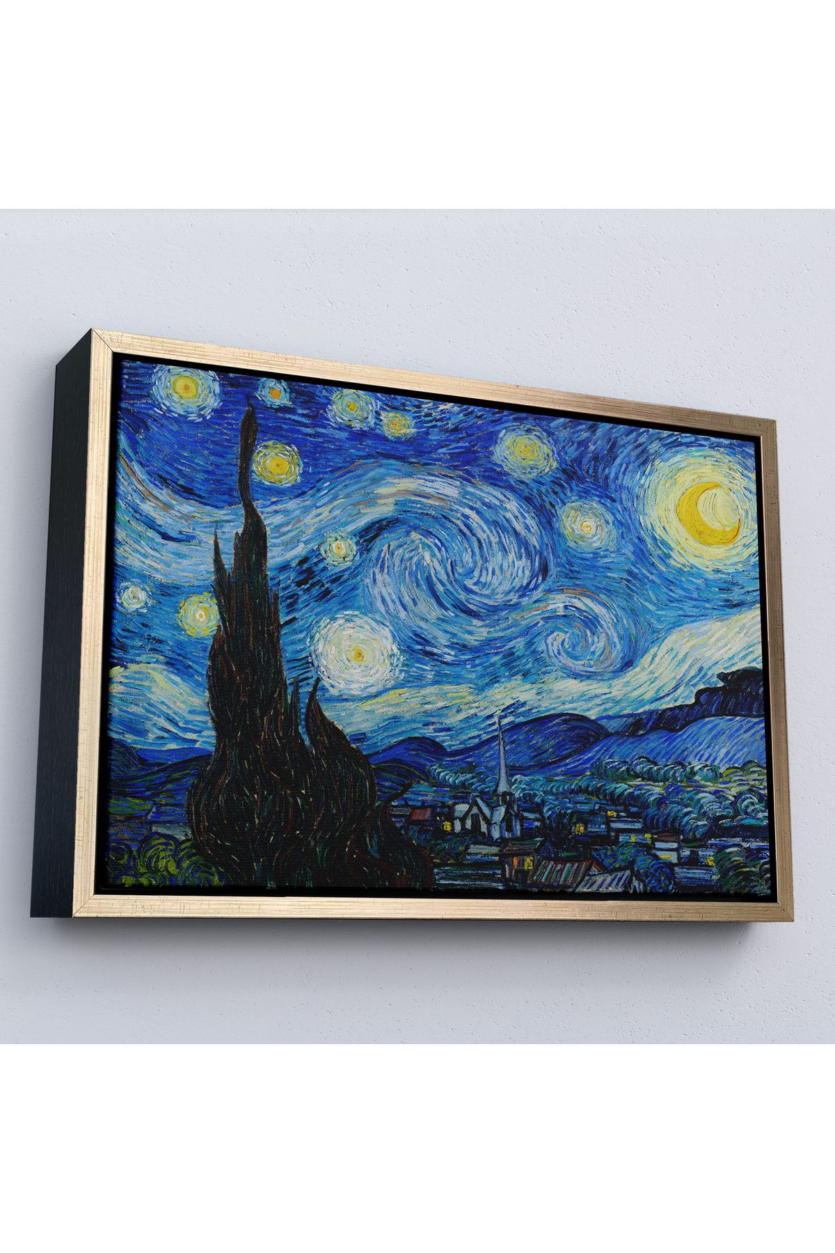 MOONFER Çerçeveli Vincent Van Gogh - Yıldızlı Gece Tablo - The Starry Night-7133