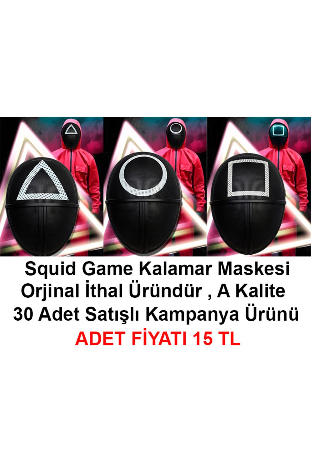 Astra Market Squid Game Maskesi 3 Model Toplam 30 Adet İthal A Kalite Maske - Kampanya Ürünü