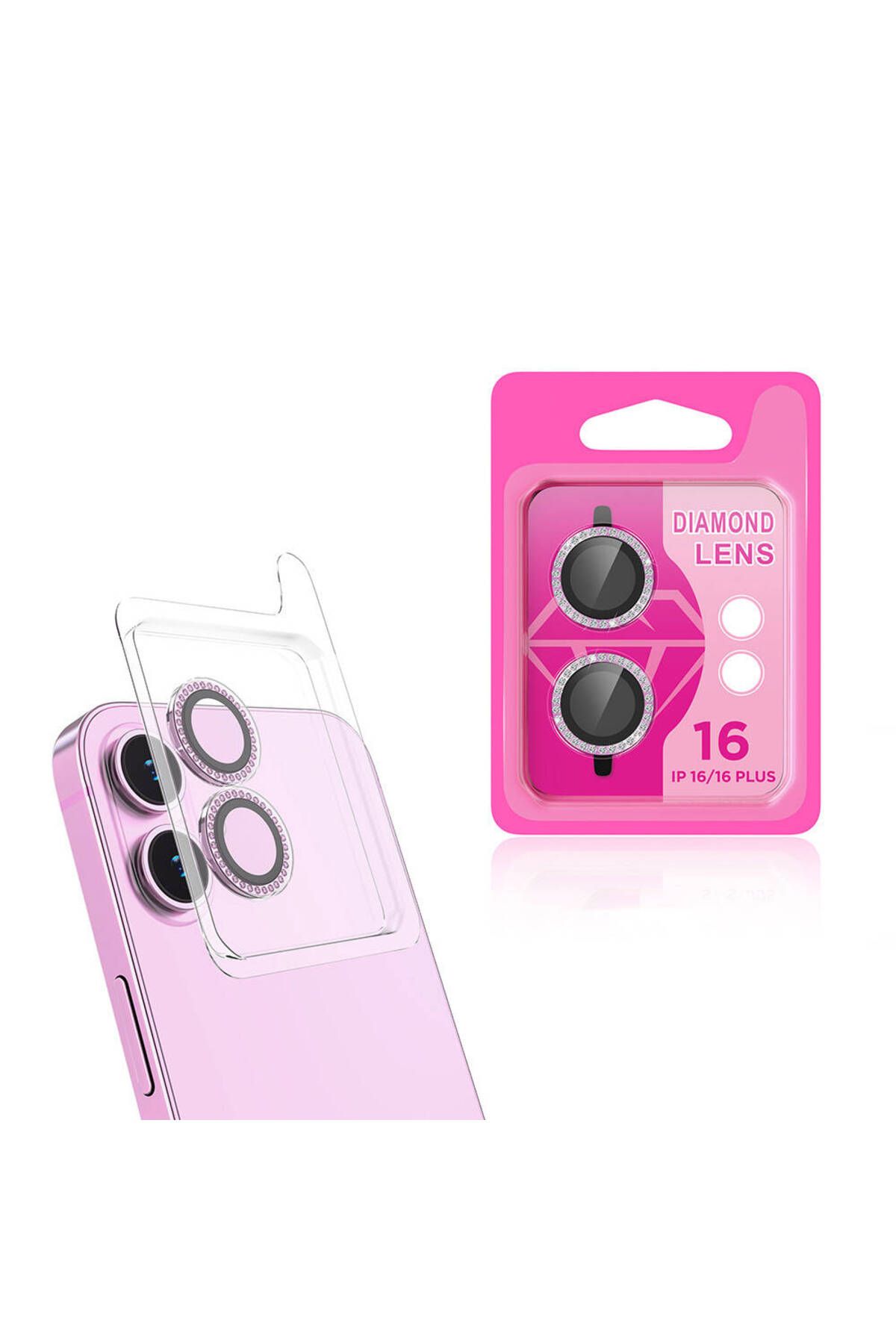 InnoCase Apple iPhone 16 Zore CL-06 Kamera Lens Koruyucu-Pembe