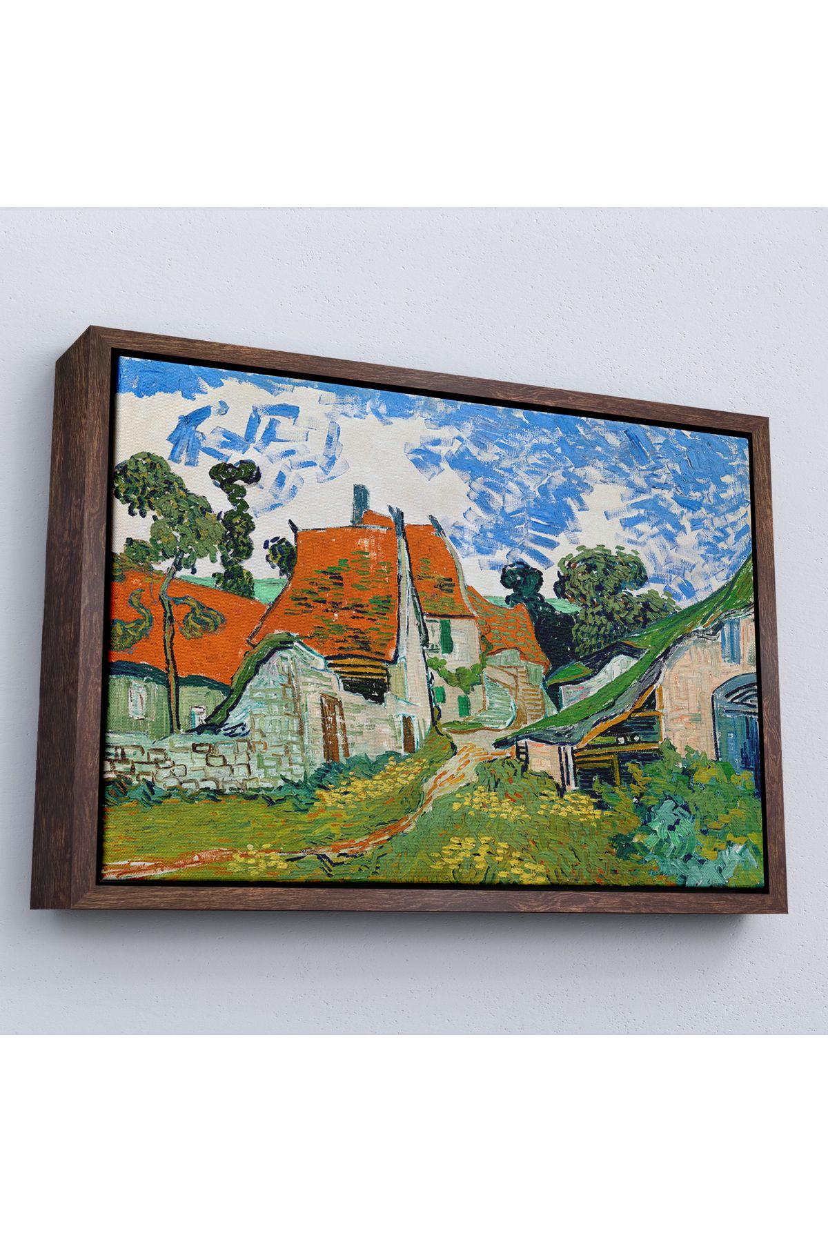 MOONFER Çerçeveli Vincent Willem Van Gogh - Auvers-Sur-Oise'Daki Sokak Tablosu-7159