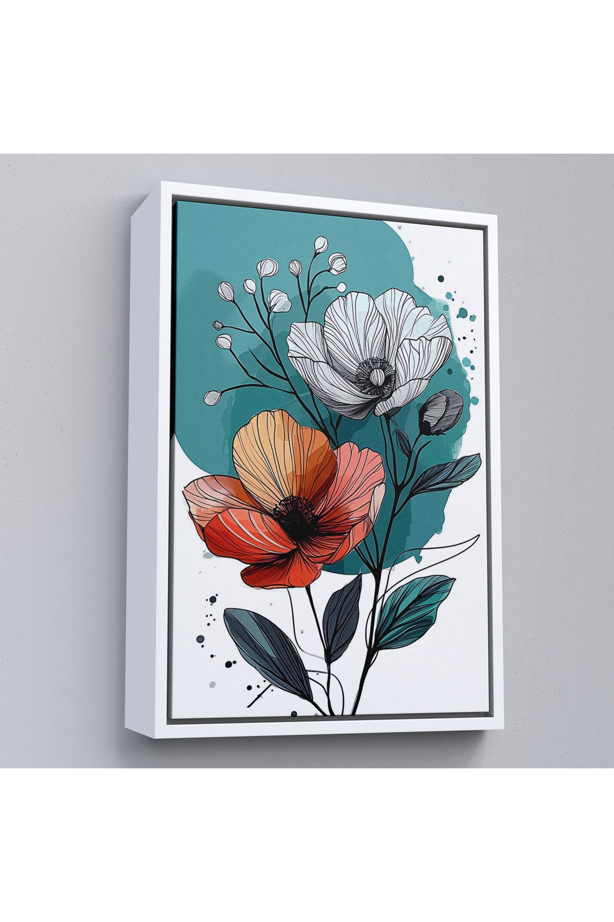 Shoprit Çerçeveli Haşhaş Çiçekleri Tablosu-7647
