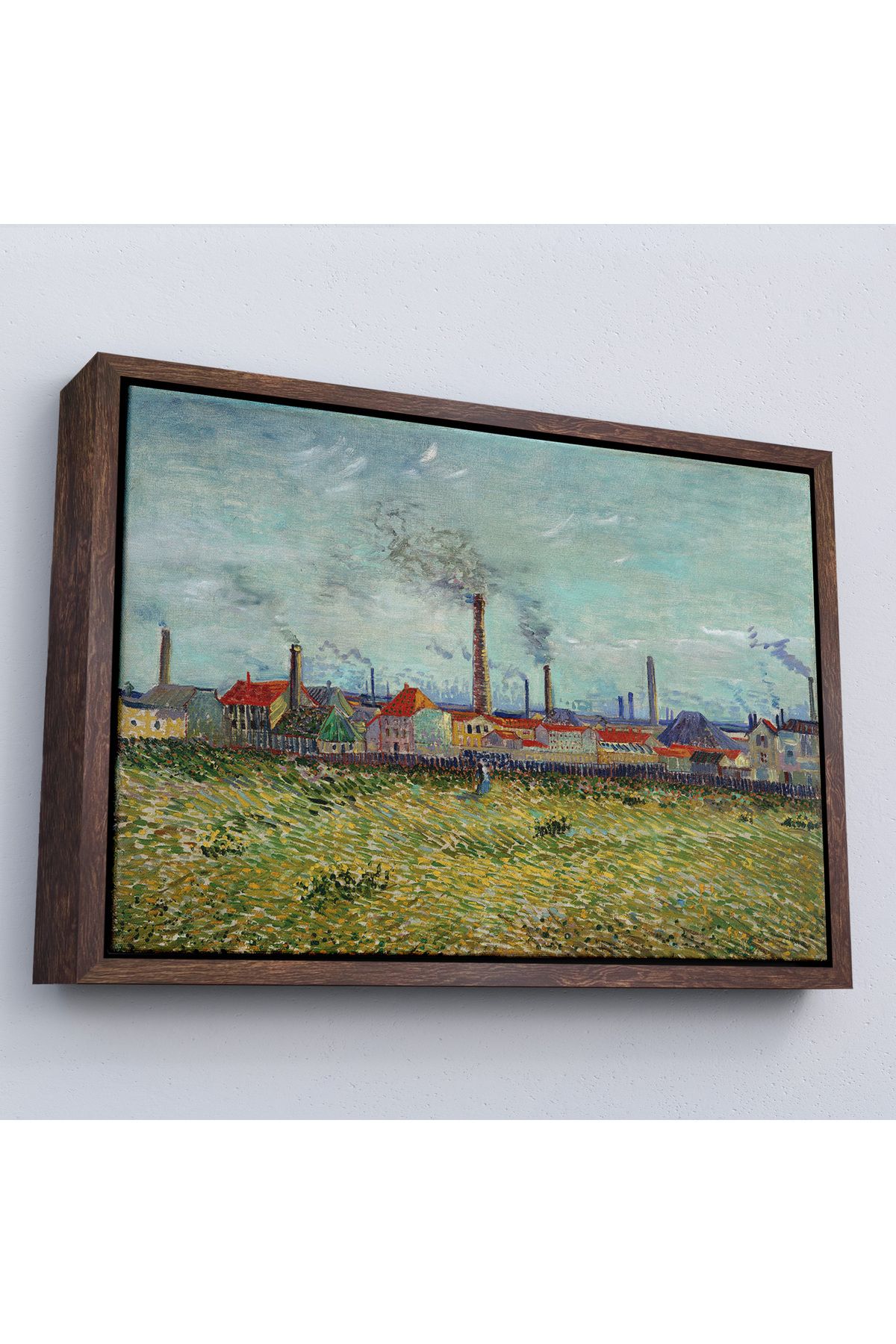 Yarımada Bahçe YB Çerçeveli Vincent Van Gogh Clichy'Deki Fabrikalar Tablo - Factories At Clichy-7170