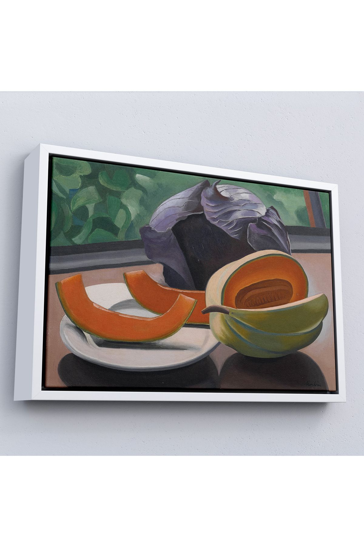 Yarımada Bahçe YB Çerçeveli Auguste Herbin - Kavunlu Natürmort - Still Life With Melon-7101