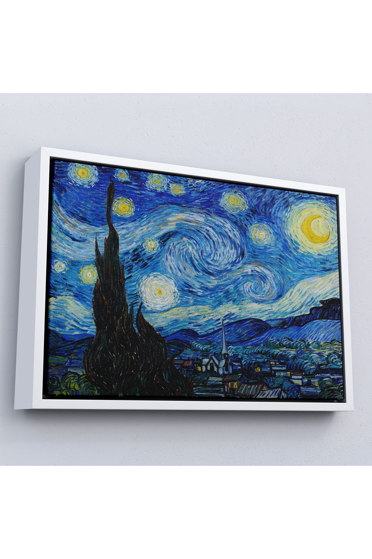 MOONFER Çerçeveli Vincent Van Gogh - Yıldızlı Gece Tablo - The Starry Night-7133