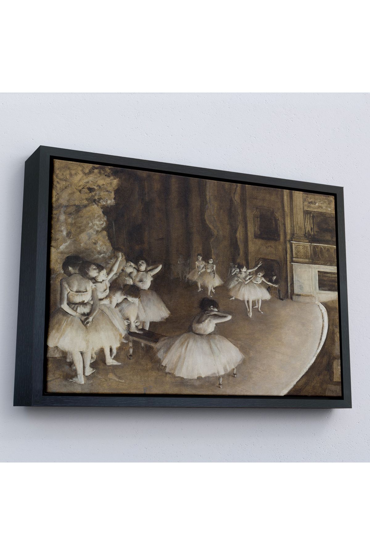 Jusoon Çerçeveli Edgar Degas - Sahnede Bale Prova Tablosu-7053