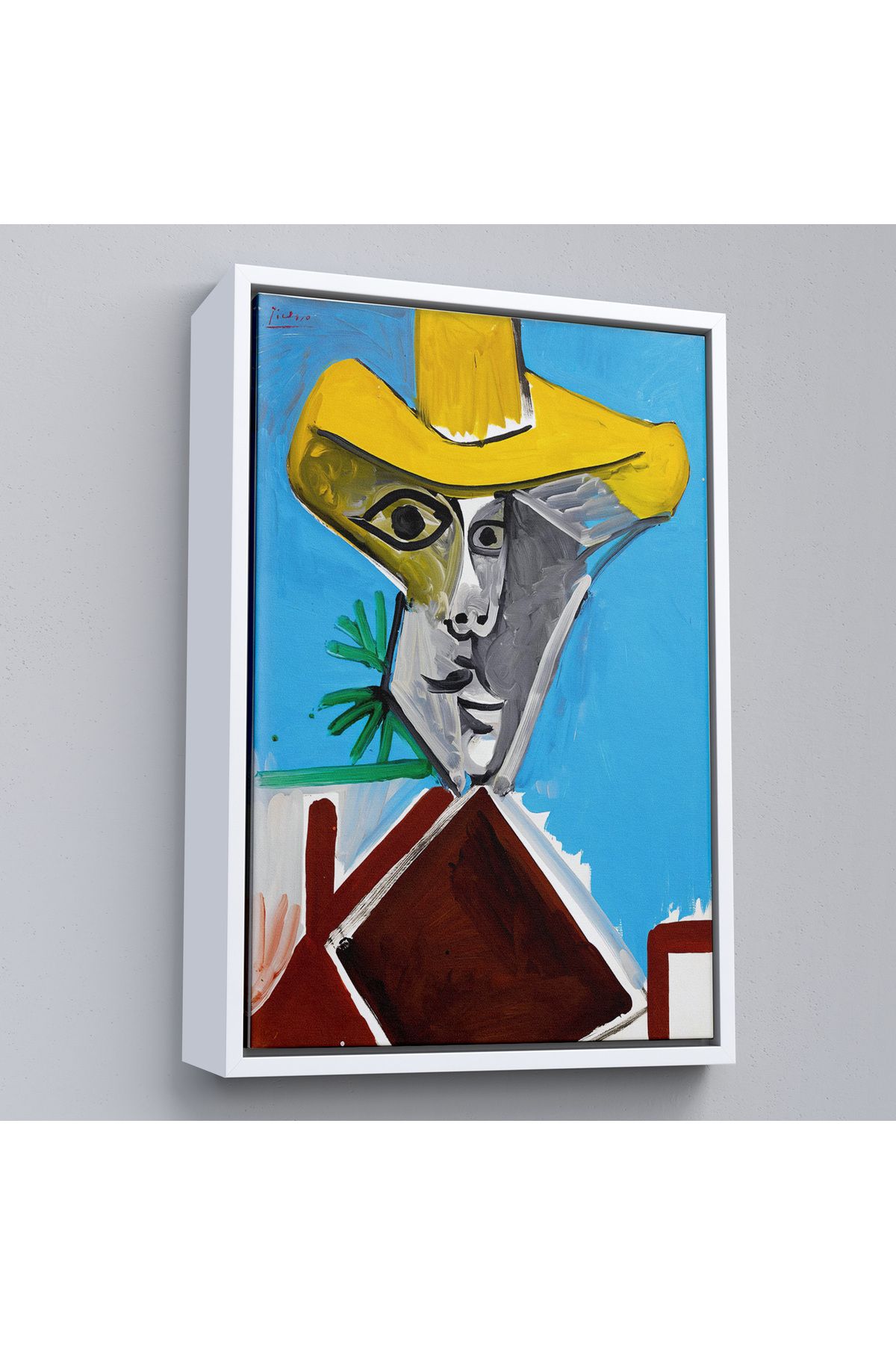 Jusoon Çerçeveli Pablo Picasso - Adamın Büstü Tablosu - Buste D'Homme-8085