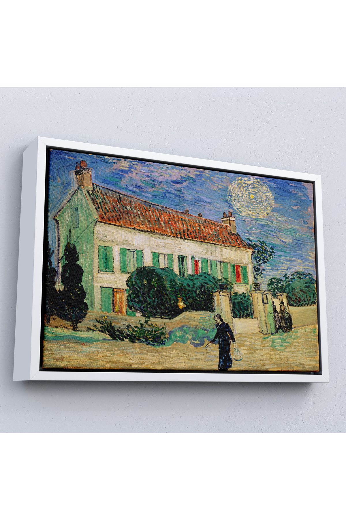 Shoprit Çerçeveli Vincent Van Gogh - Geceleyin Beyaz Ev Tablo - White House At Night-7173