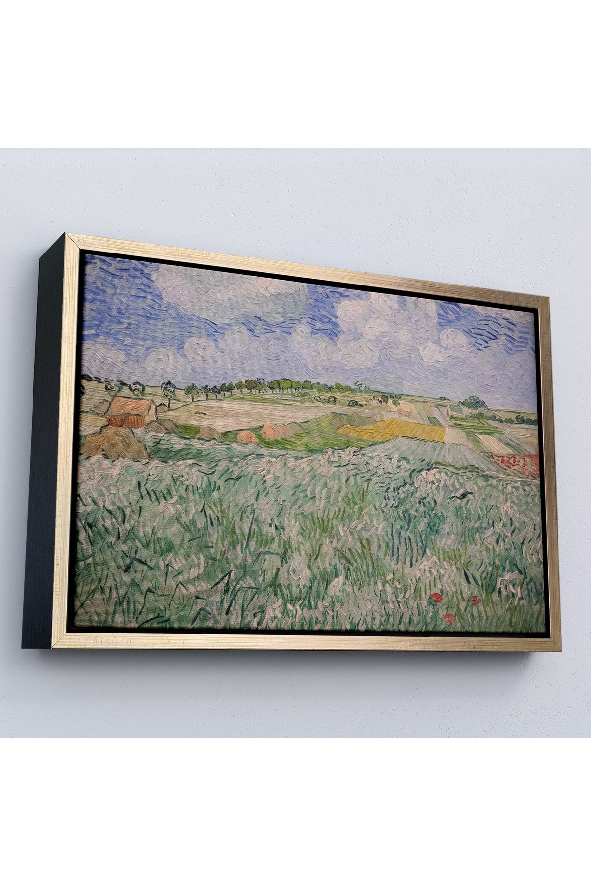 MOONFER Çerçeveli Vincent Van Gogh - Auvers Yakınlarındaki Ova Tablosu - Plain Near Auvers-7162