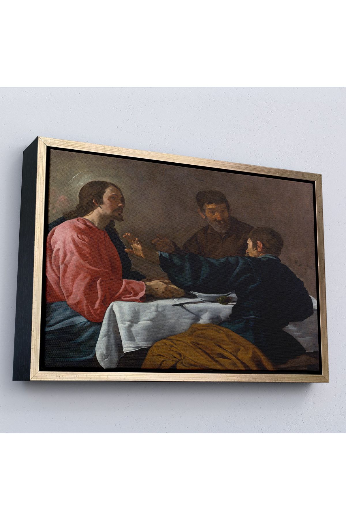 MOONFER Çerçeveli Diego Velázquez - Emmaus'Ta Akşam Yemeği Tablo - The Supper At Emmaus-7145