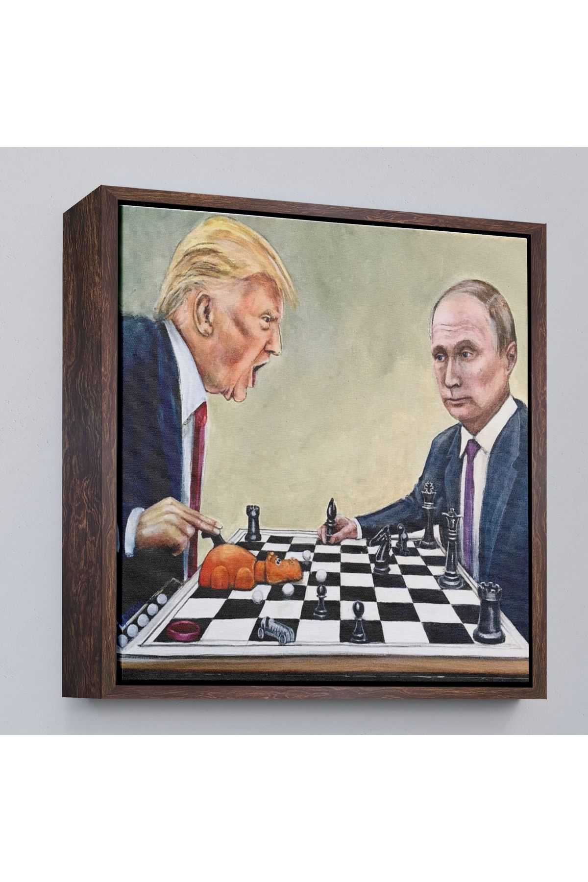 Shoprit Çerçeveli Donald Trump - Vladimir Putin Santranç OyShoprit.KNVken Tablosu-8316