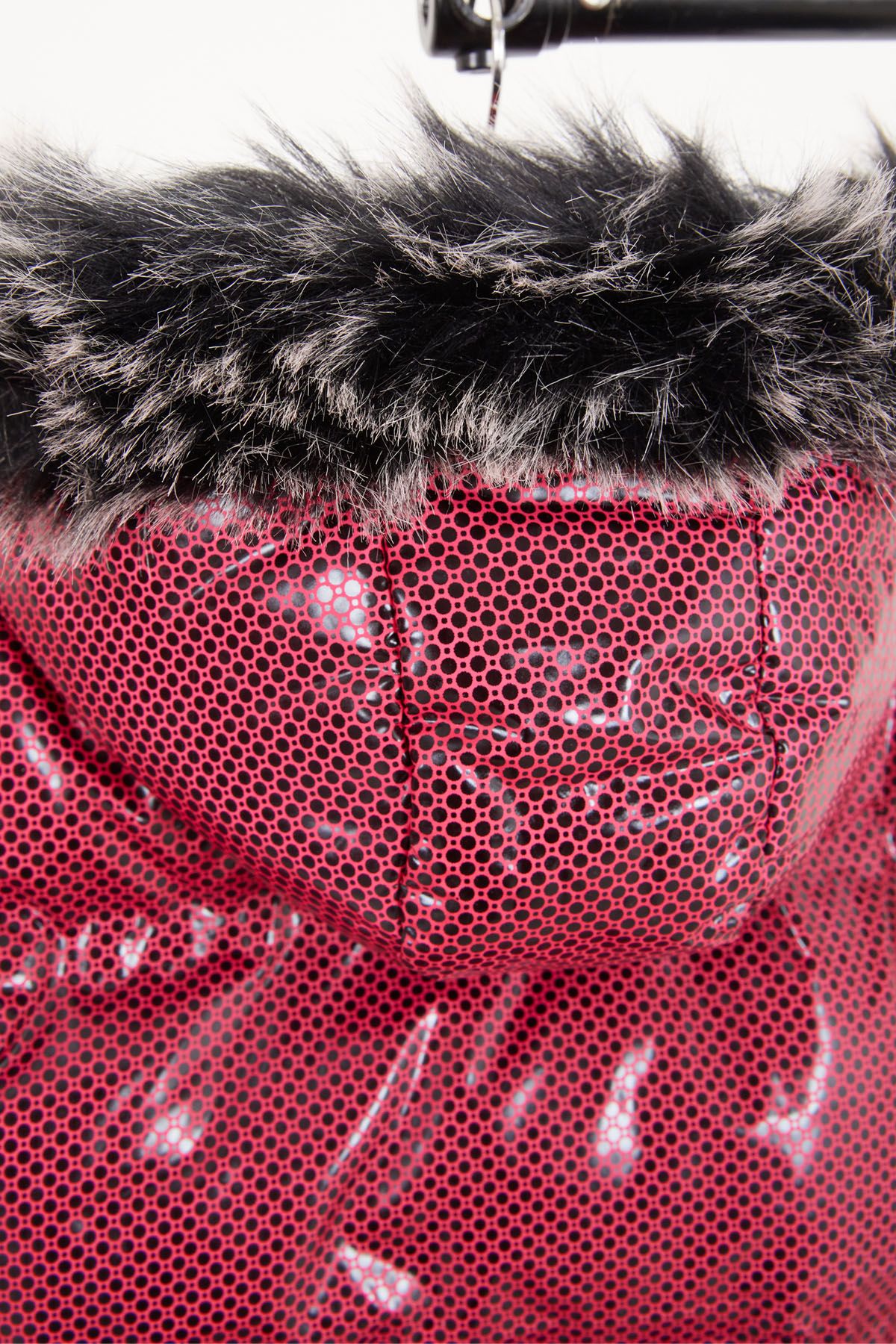 Cansın Mini-Girl's Hexagon Patterned Claret Red Puffer Coat 16272 3