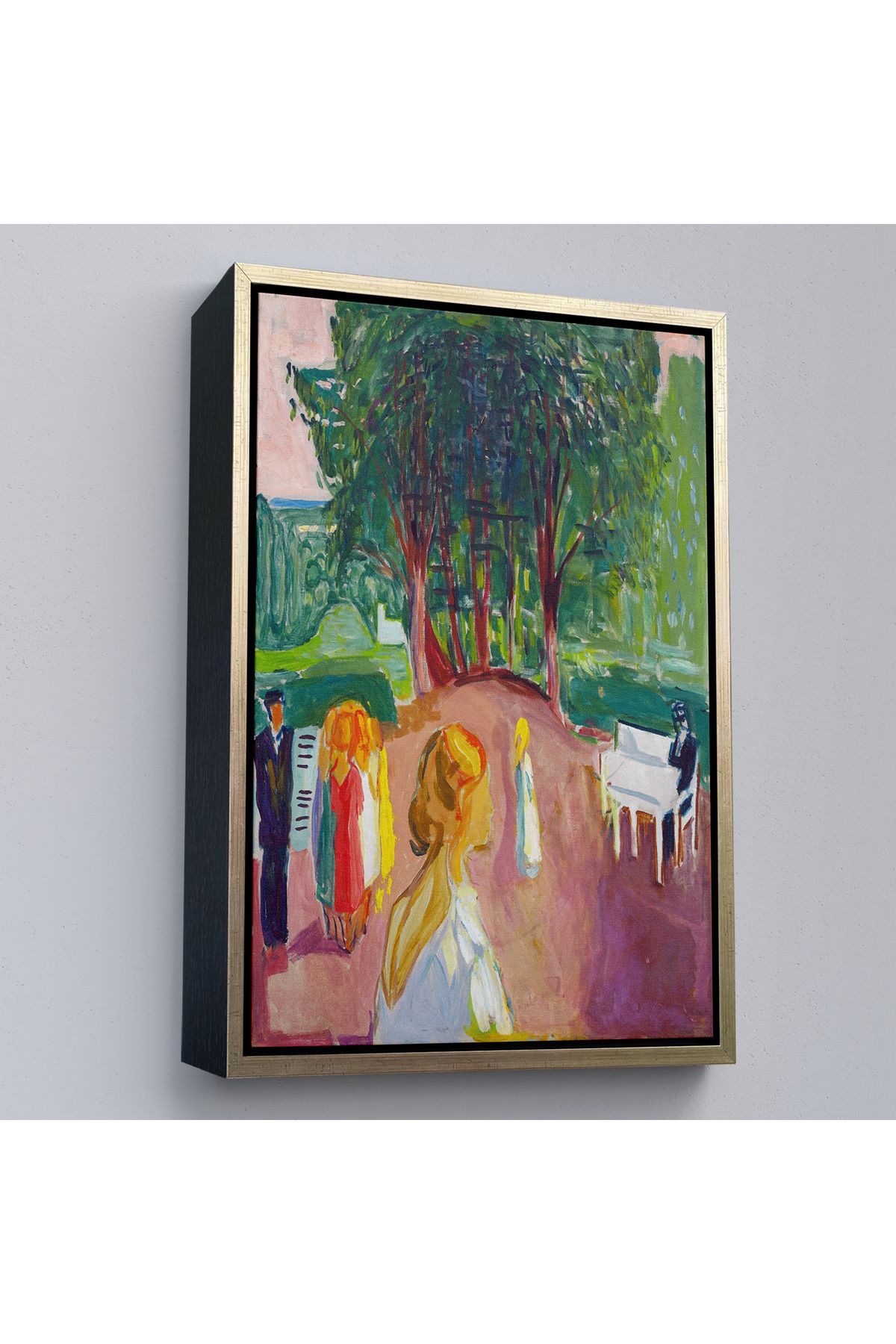 Shoprit Çerçeveli Edvard Munch - Parkta Flört Tablosu-7303