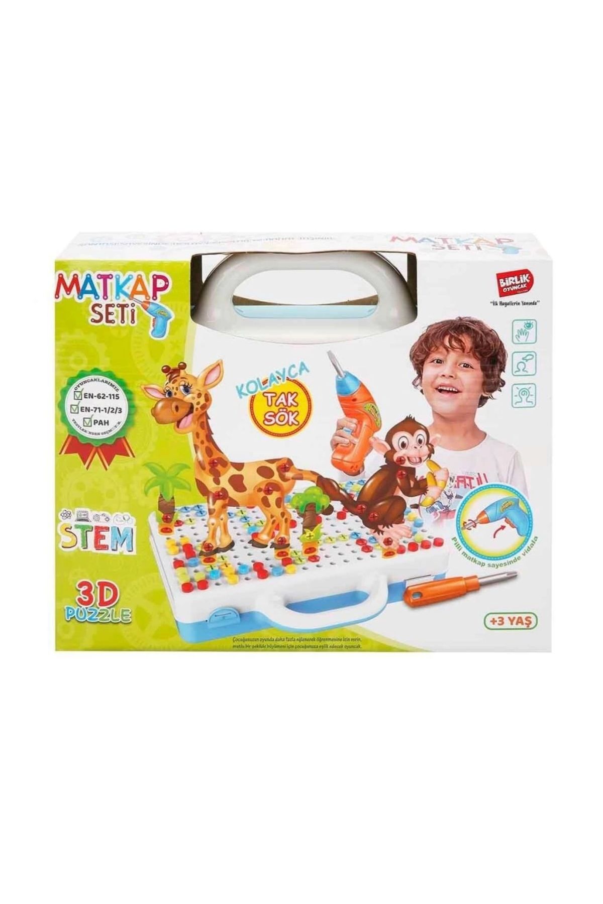 Basic Fun Çocuk URT014-001 Birlik, 3D Eğitici Matkap Seti Hayvanlar Özel Fiyatlı Ürün