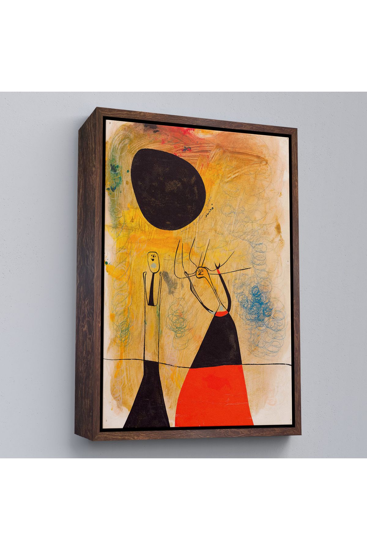 MOONFER Çerçeveli Joan Miro - Deux Şahsiyetler Tablosu-8110