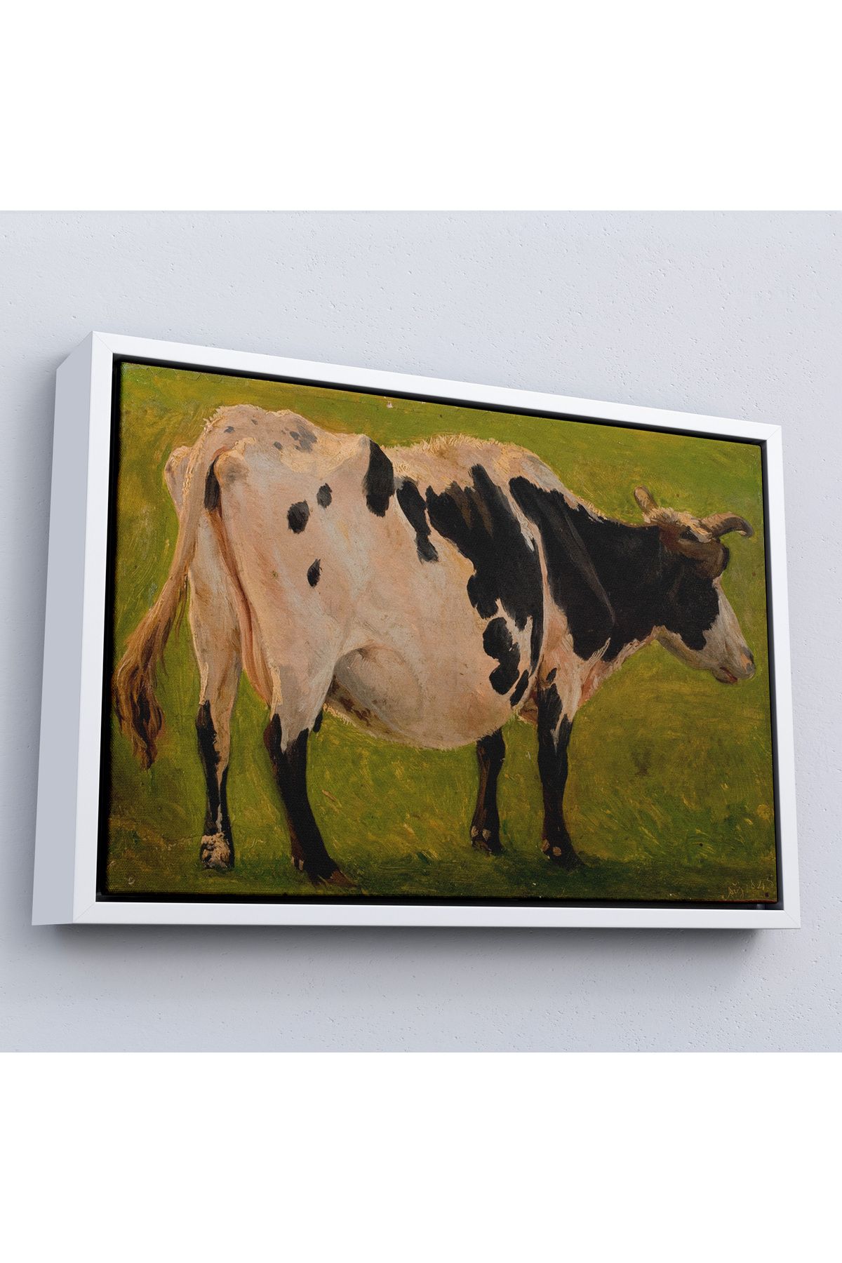 Yarımada Bahçe YB Çerçeveli Carlo Dalgas - Siyah Beyaz Holstein İneği Tablosu-7058