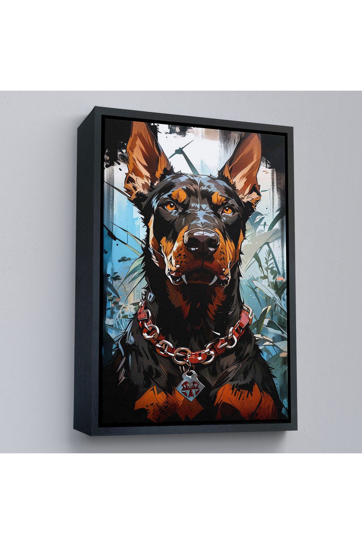 MOONFER Çerçeveli Doberman Tablosu-7828