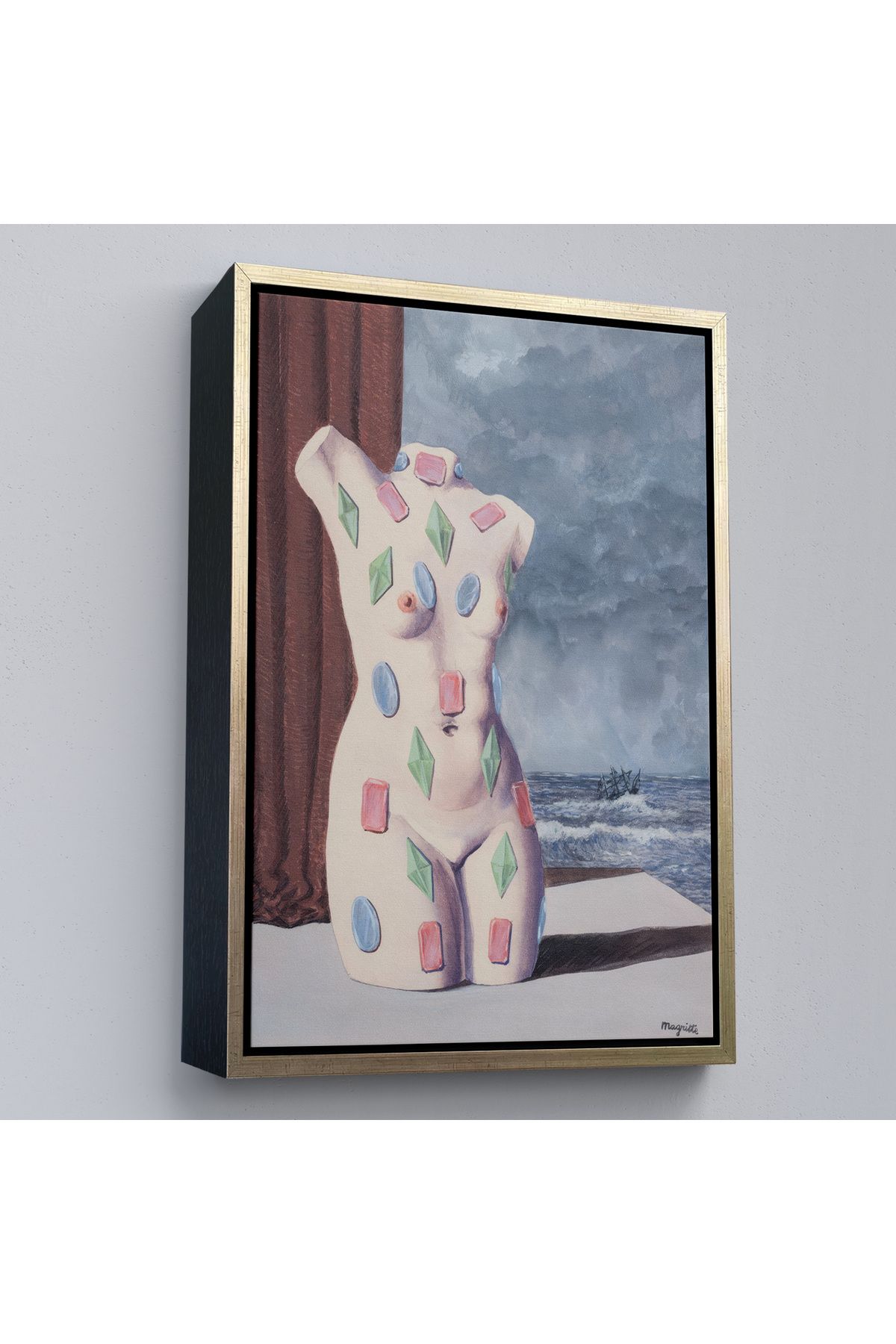 Yarımada Bahçe YB Çerçeveli Rene Magritte - Su Damlası Tablosu-7345