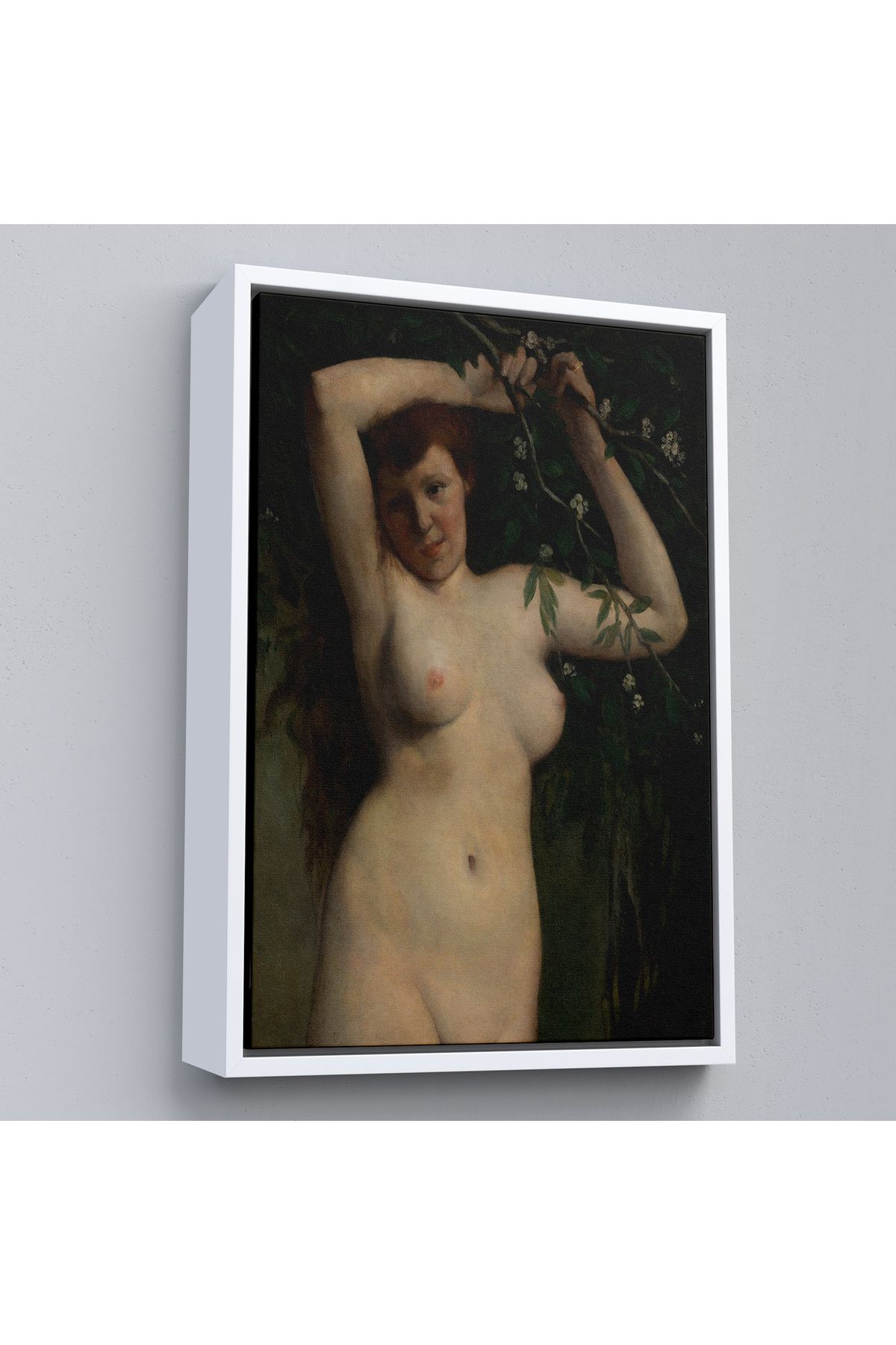 Shoprit Çerçeveli Gustave Courbet - Dallara Tutunan Nü Kadın Tablosu-7364