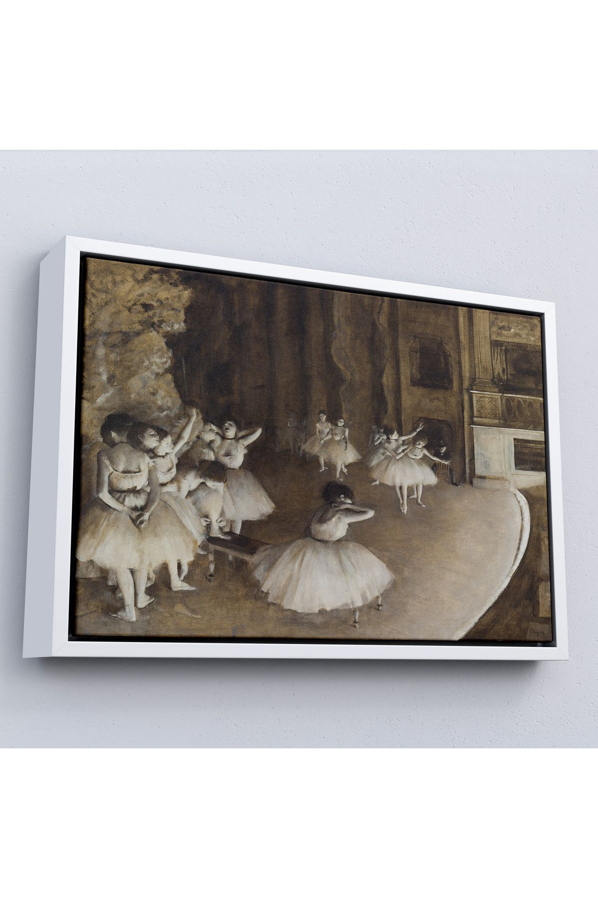Jusoon Çerçeveli Edgar Degas - Sahnede Bale Prova Tablosu-7053