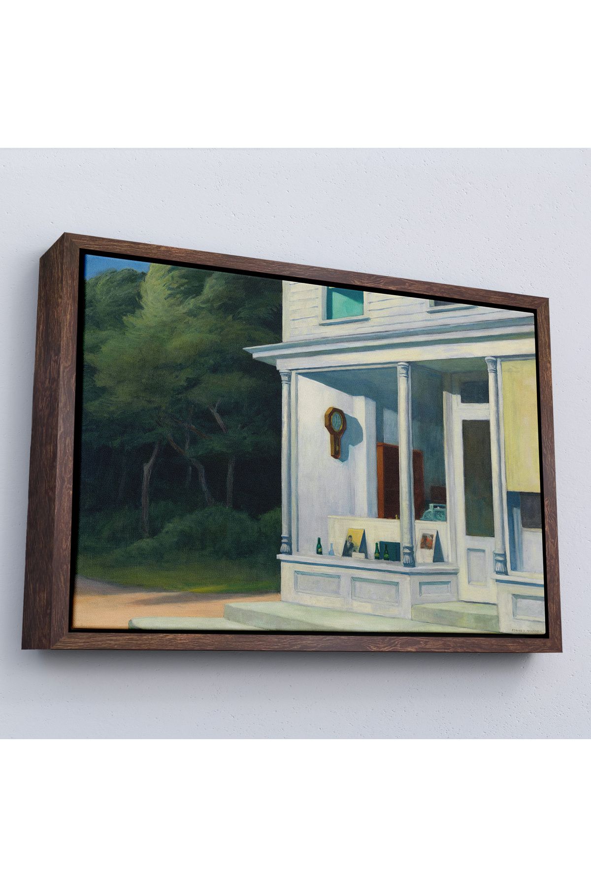 Jusoon Çerçeveli Edward Hopper - Sabah Yedi'De Tablosu - Seven A.M-7130