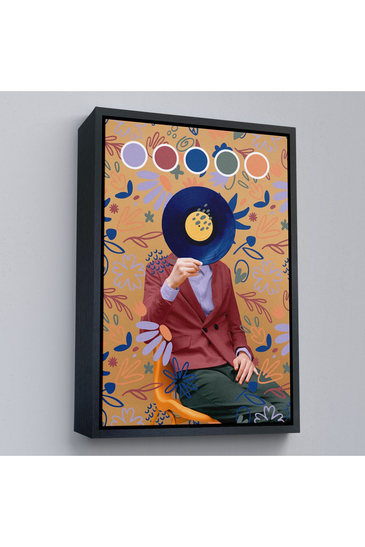 Shoprit Çerçeveli Sansalyede Oturan Adam Pop Art Tablo-7978