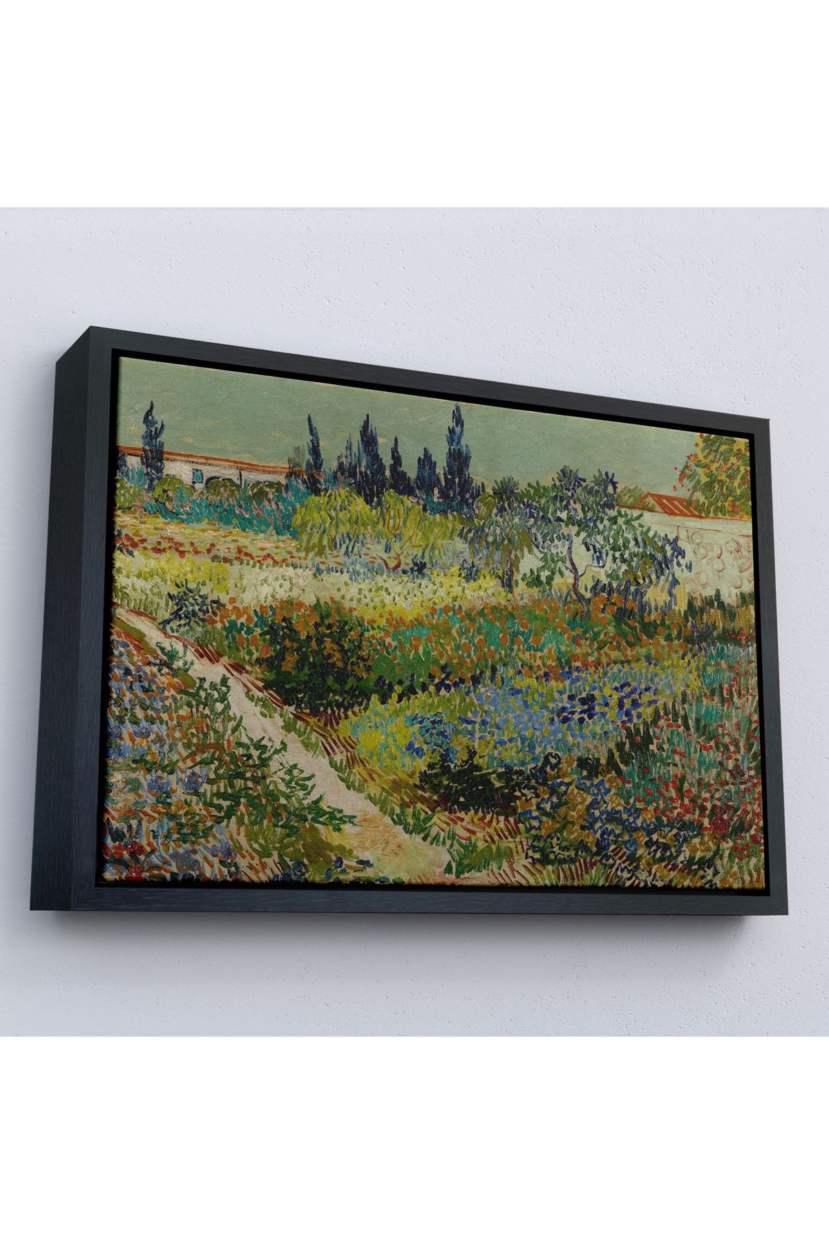 Shoprit Çerçeveli Vincent Van Gogh - Çiçek Bahçesi Tablo - Flowering Garden With Path-7182