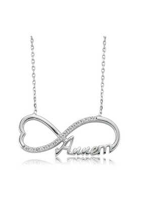 Fun and Market 925 Ayar Gümüş Annem Yazılı Sonsuzluk Kadın Gümüş Kolye