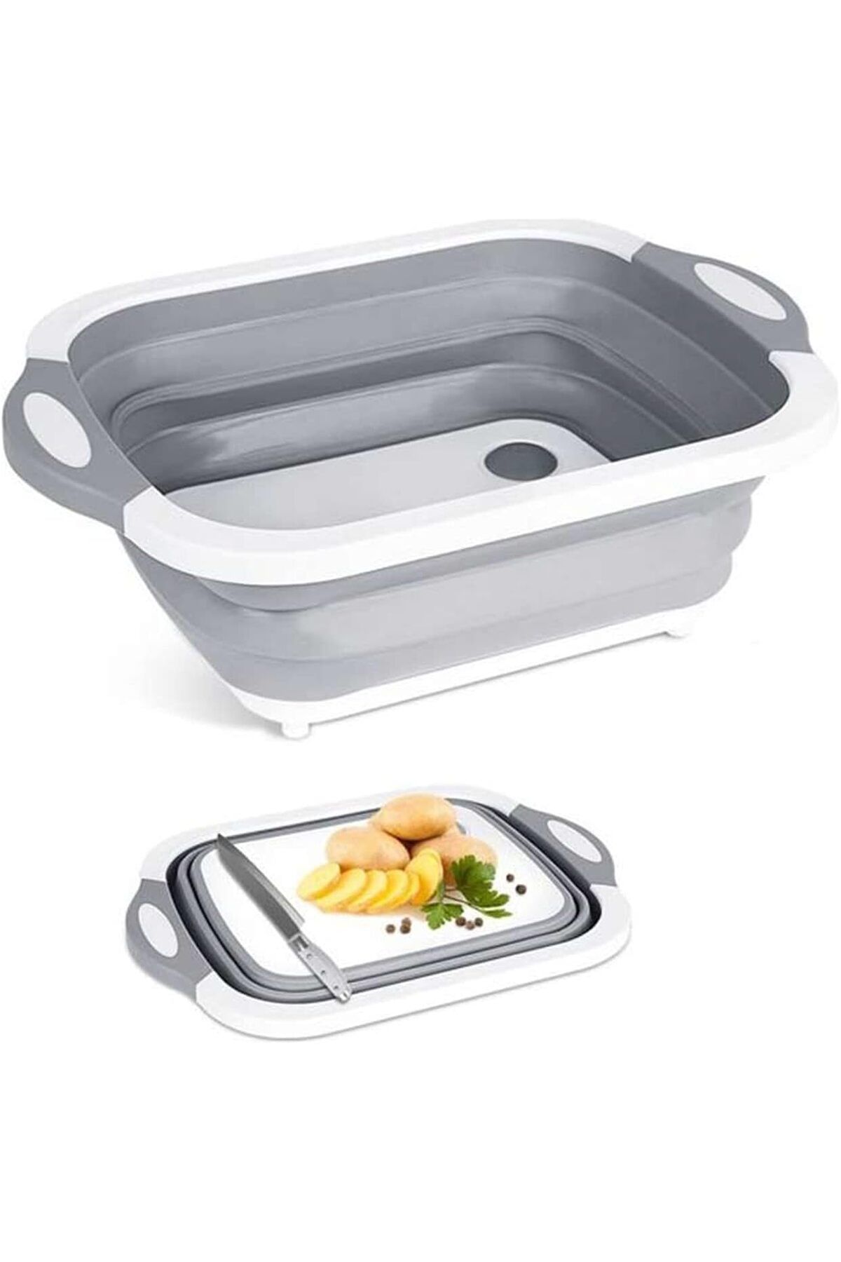 STOREMAX lbstorex 8683200803378 Akordiyonlu Katlanır Pratik Kesme Tahtası ve Sepet, Çok Renkli, Medium New