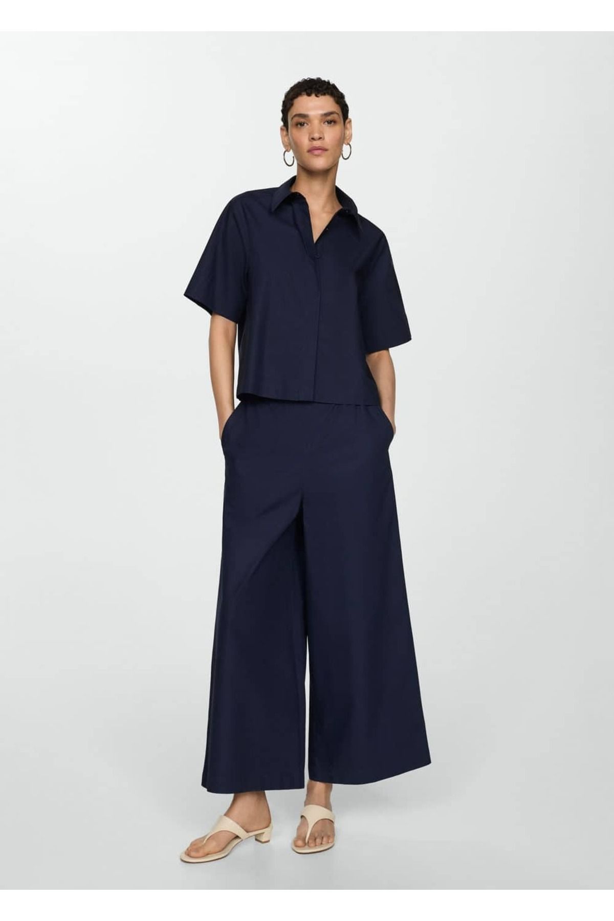 MANGO Woman-Pantaloni Wideleg din bumbac 2