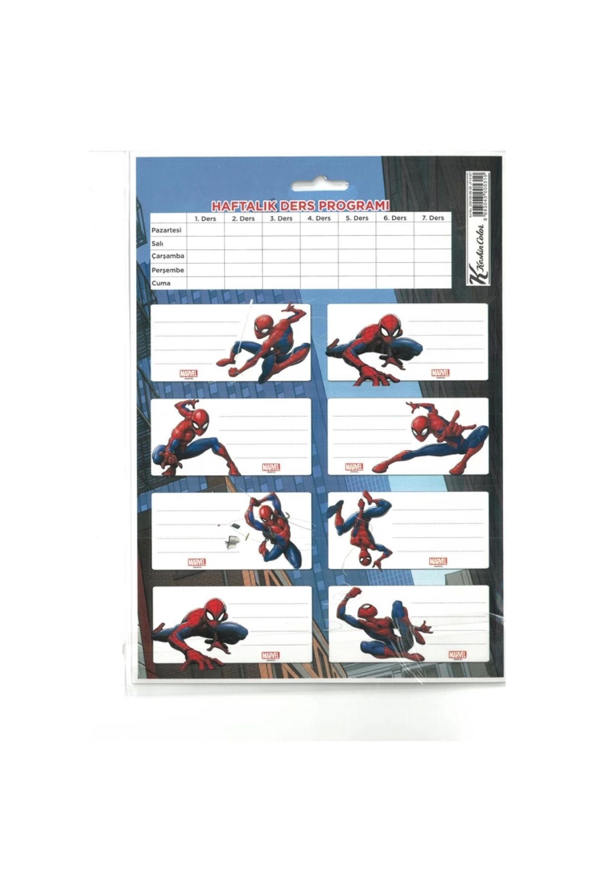 SPIDERMAN-School Label with Course Schedule 3 pcs 2