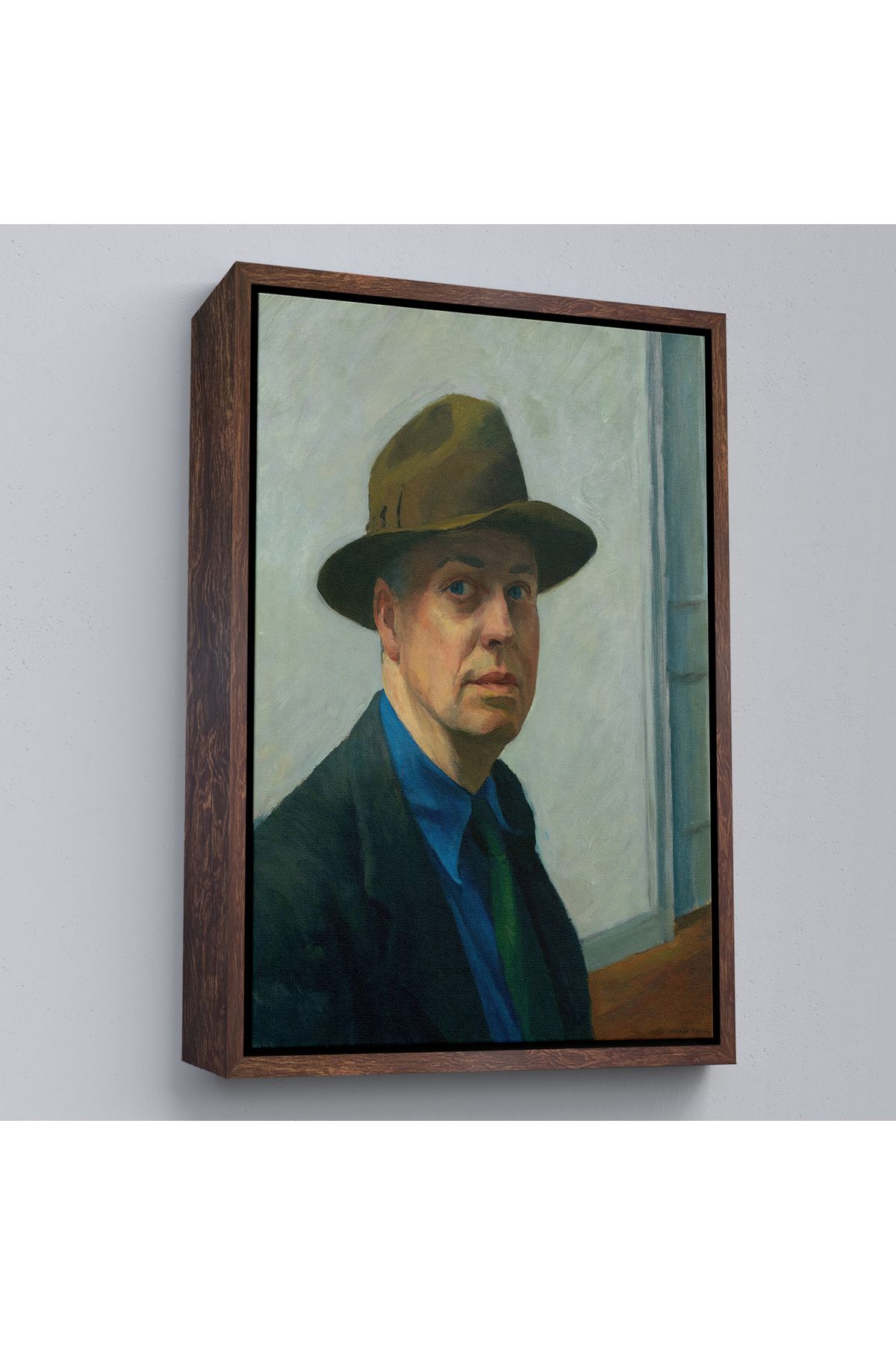 Yarımada Bahçe YB Çerçeveli Edward Hopper Tablosu - Self Portrait-7407