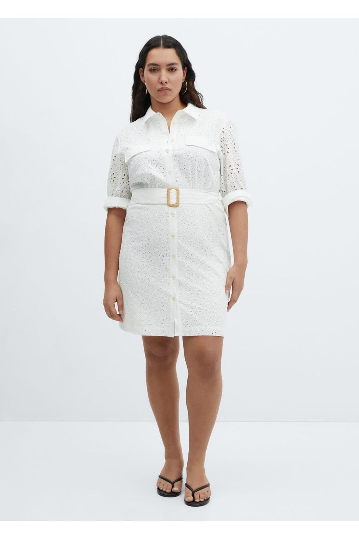 MANGO Woman-Swiss Embroidered Shirt Dress 5