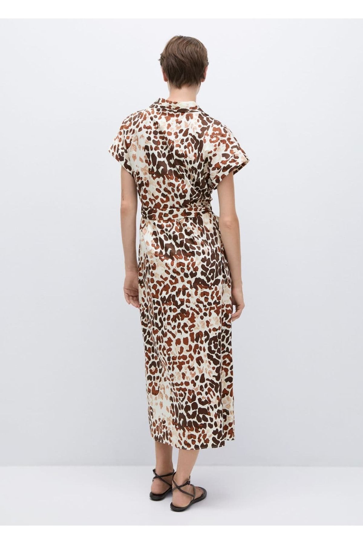 MANGO Woman-Leopard Print Tie Detailed Dress 4