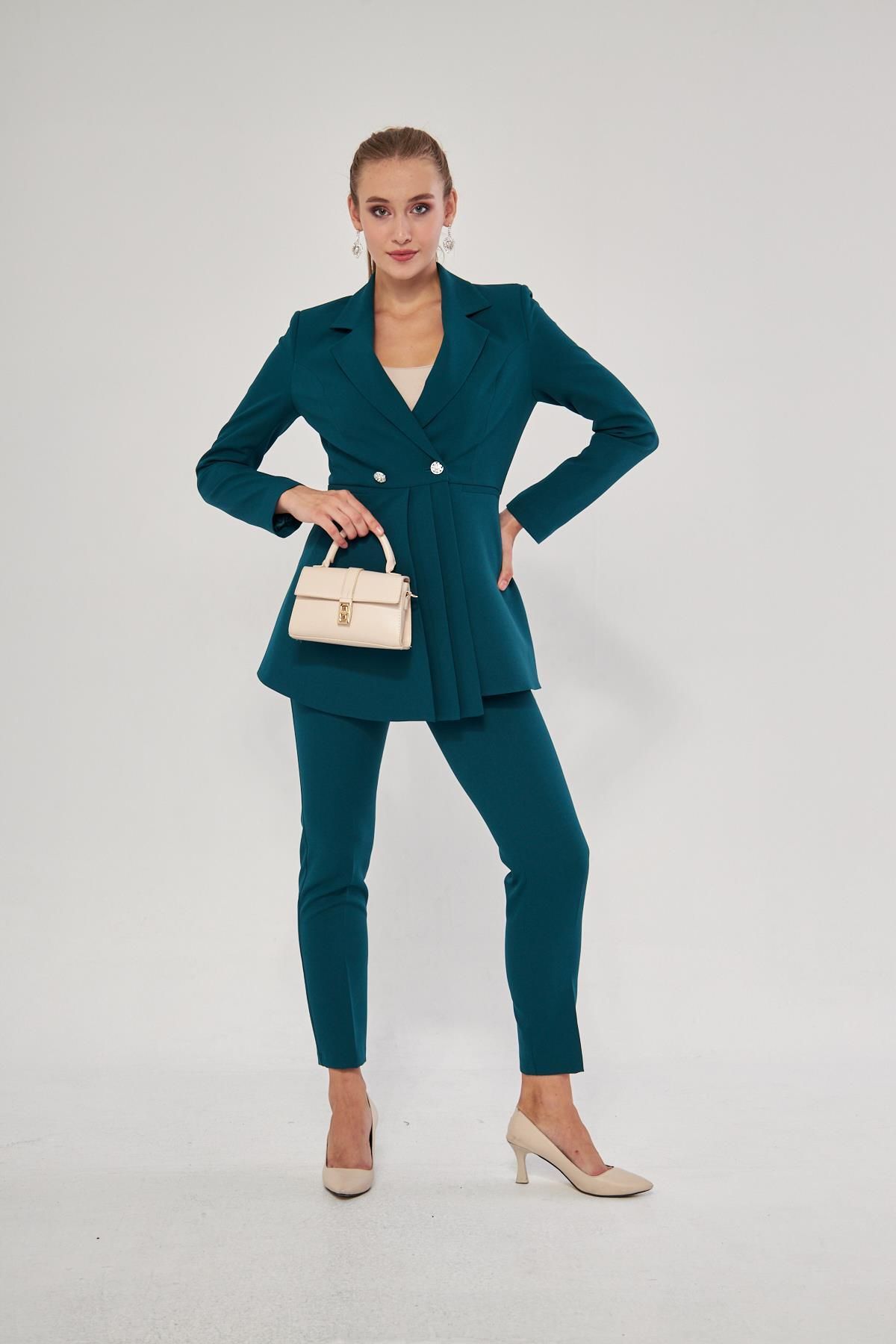 LOVELF-Emerald Color 2 Button Pleat Detailed Set 5