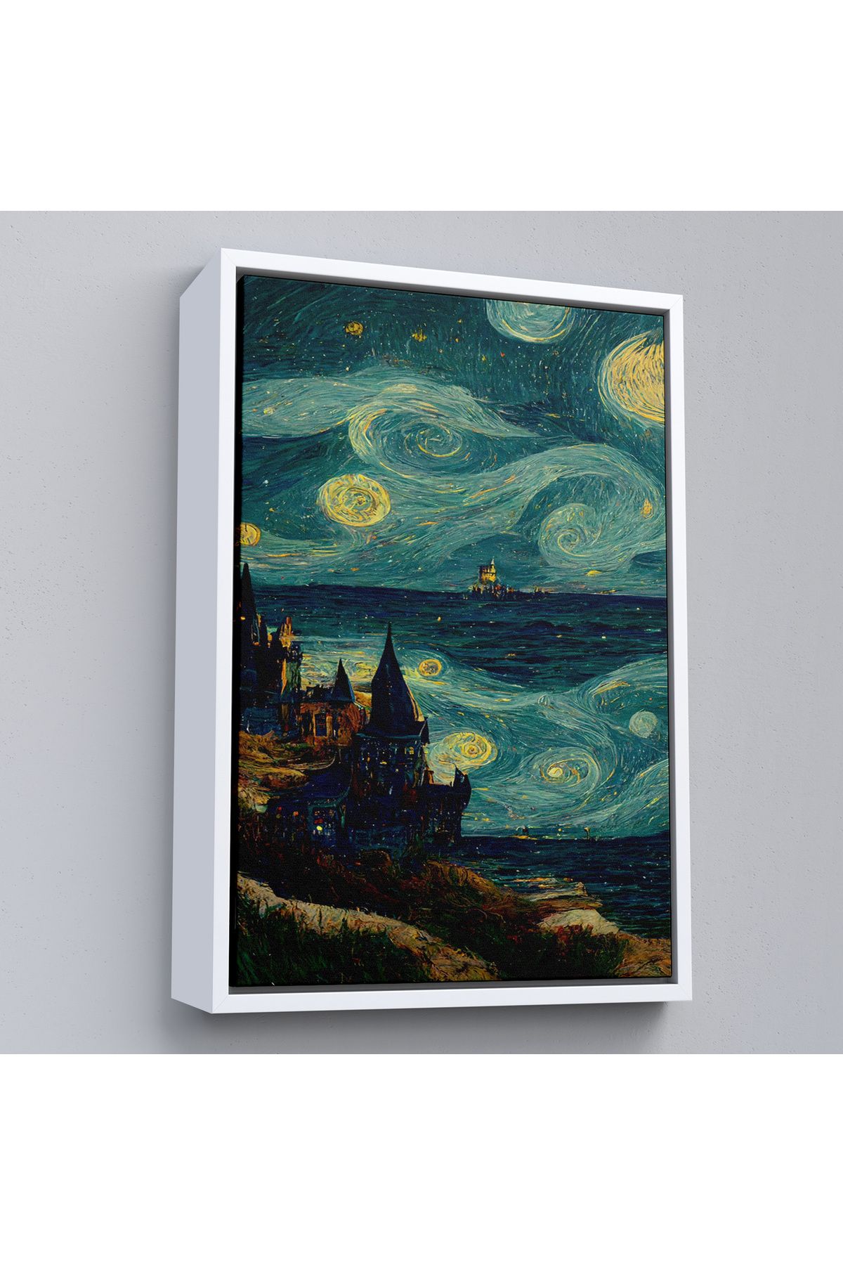Jusoon Çerçeveli Vincent Van Gogh Tarzı Dalgalı Deniz Tablosu-7689