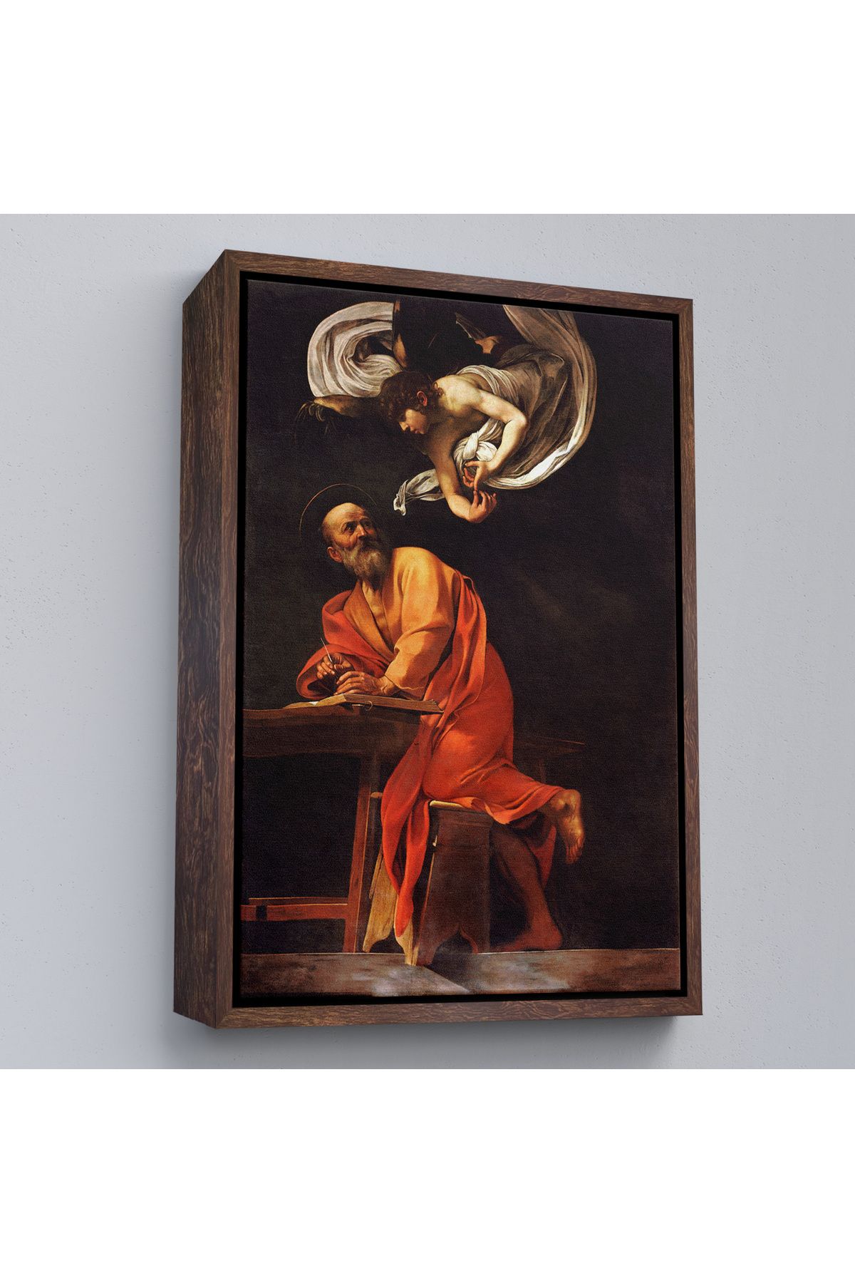 Jusoon Çerçeveli Caravaggio - Aziz Matta Ve Melek Tablosu - Saint Matthew And The Angel-7388