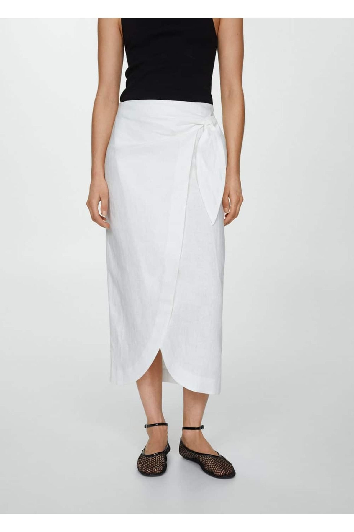 MANGO Woman-Linen Pareo Skirt 1