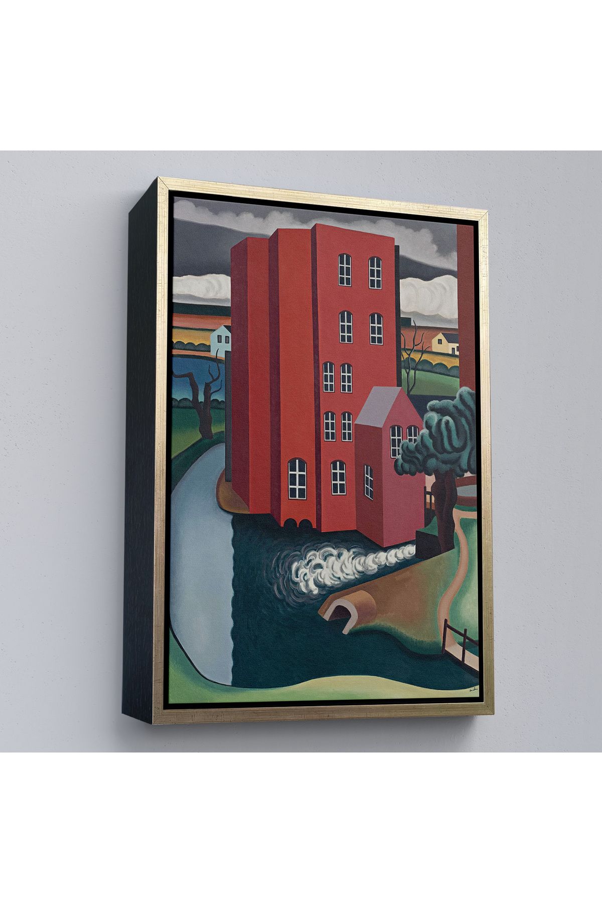 Yarımada Bahçe YB Çerçeveli Auguste Herbin - Kırmızı Ev Tablosu -The Red House-7347