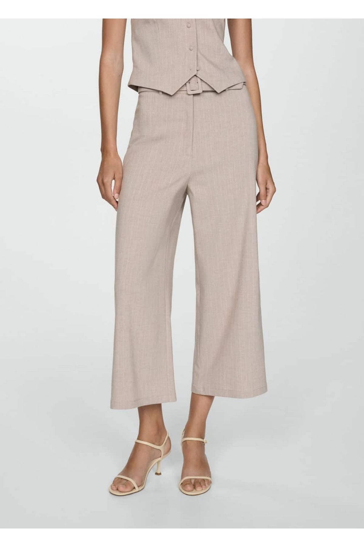 MANGO Woman-Kreidegestreifte Hose mit geradem Schnitt 1