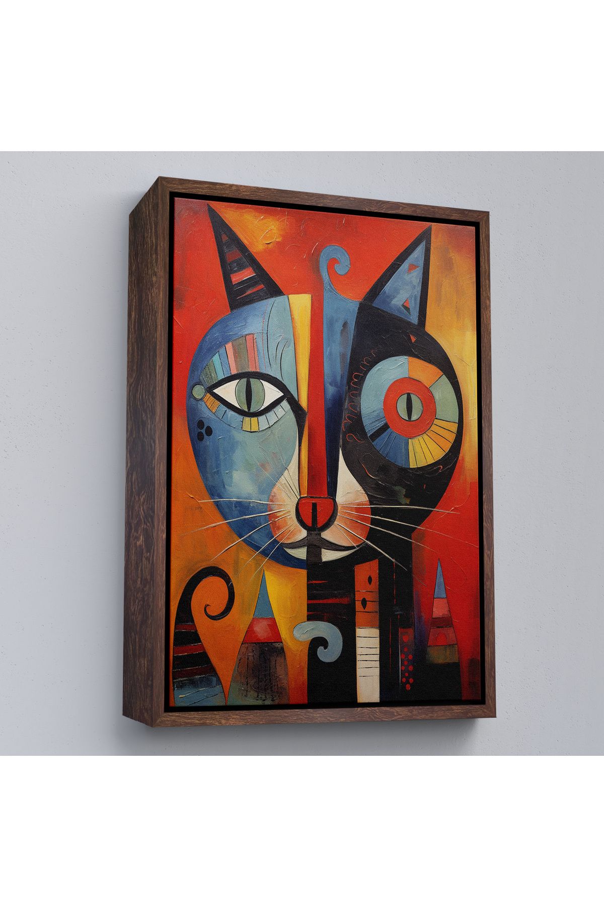 ELİTE TRADESMAN Çerçeveli Pablo Picasso Tarzı - Soyut Renkli Kedi Tablo-7371